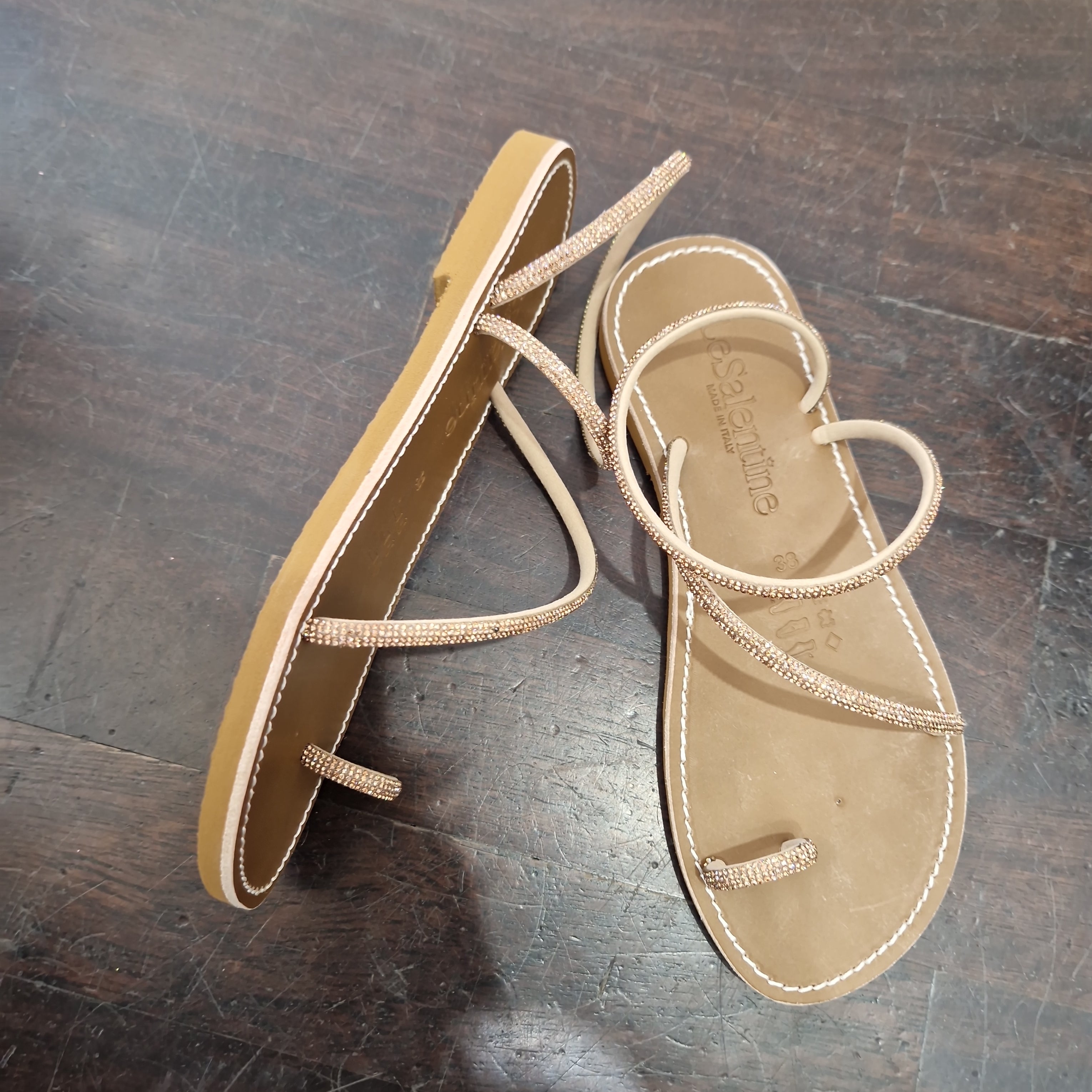 Le Salentine bronze rhinestone flip-flop sandal