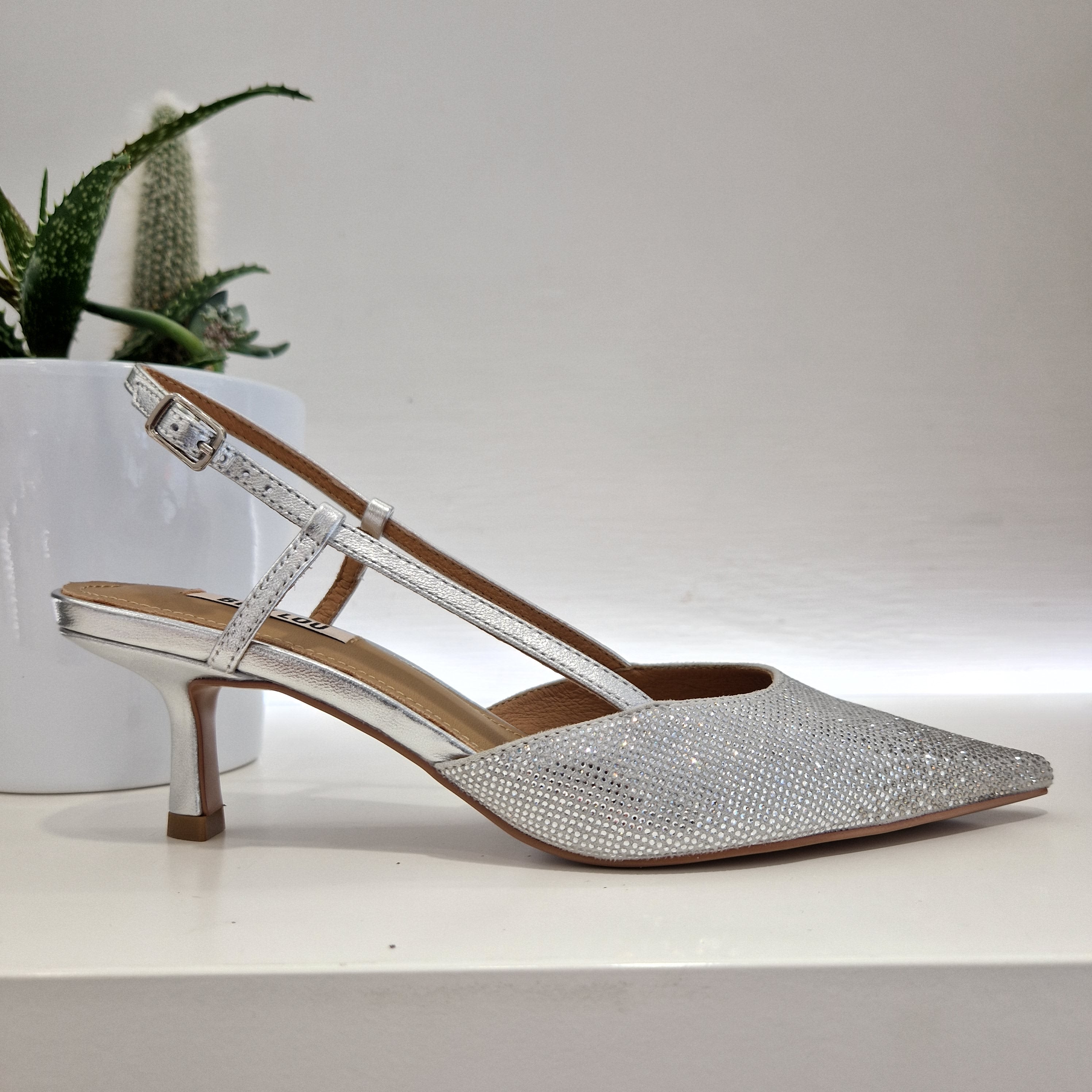 Bibilou silver rhinestone 6 cm heel