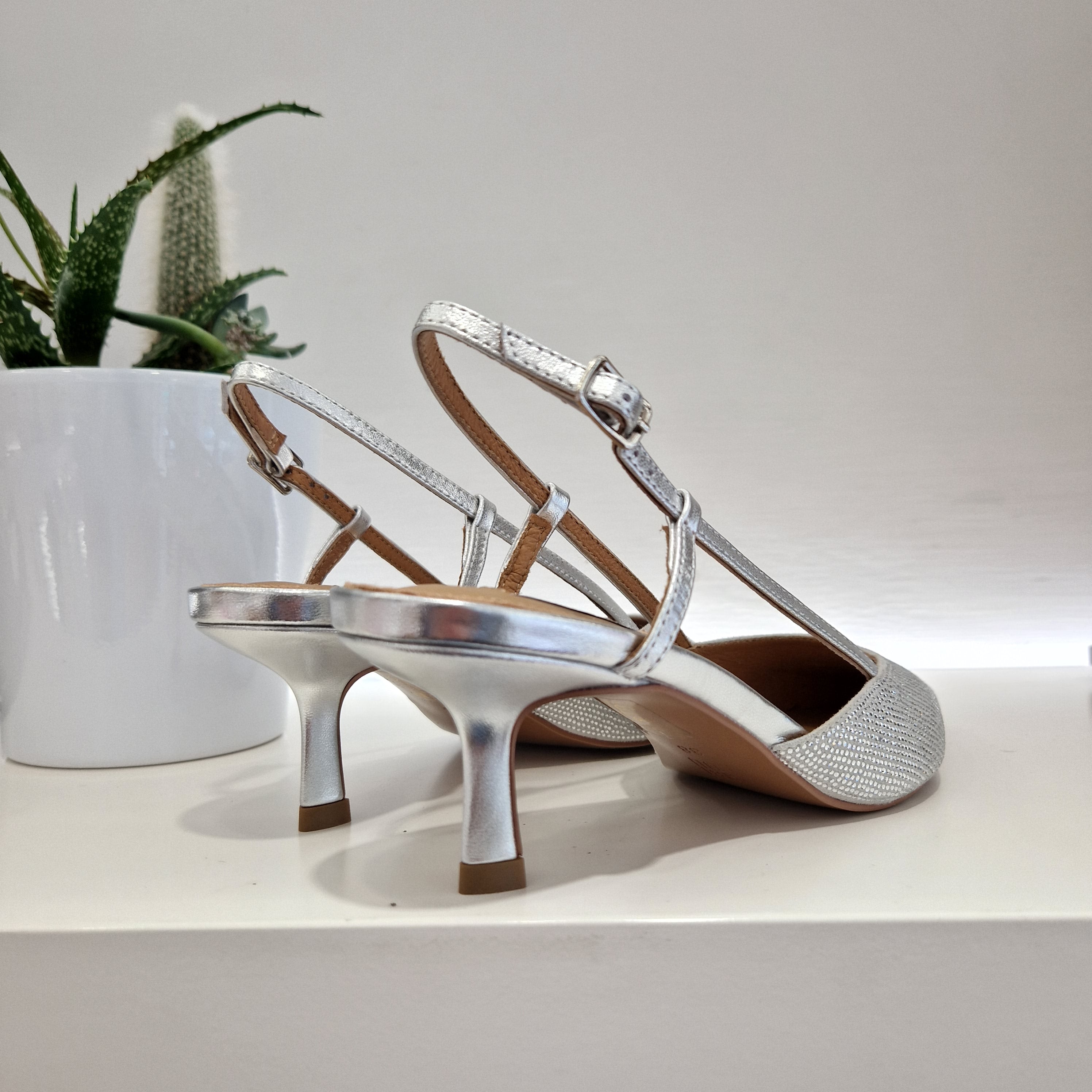 Bibilou silver rhinestone 6 cm heel