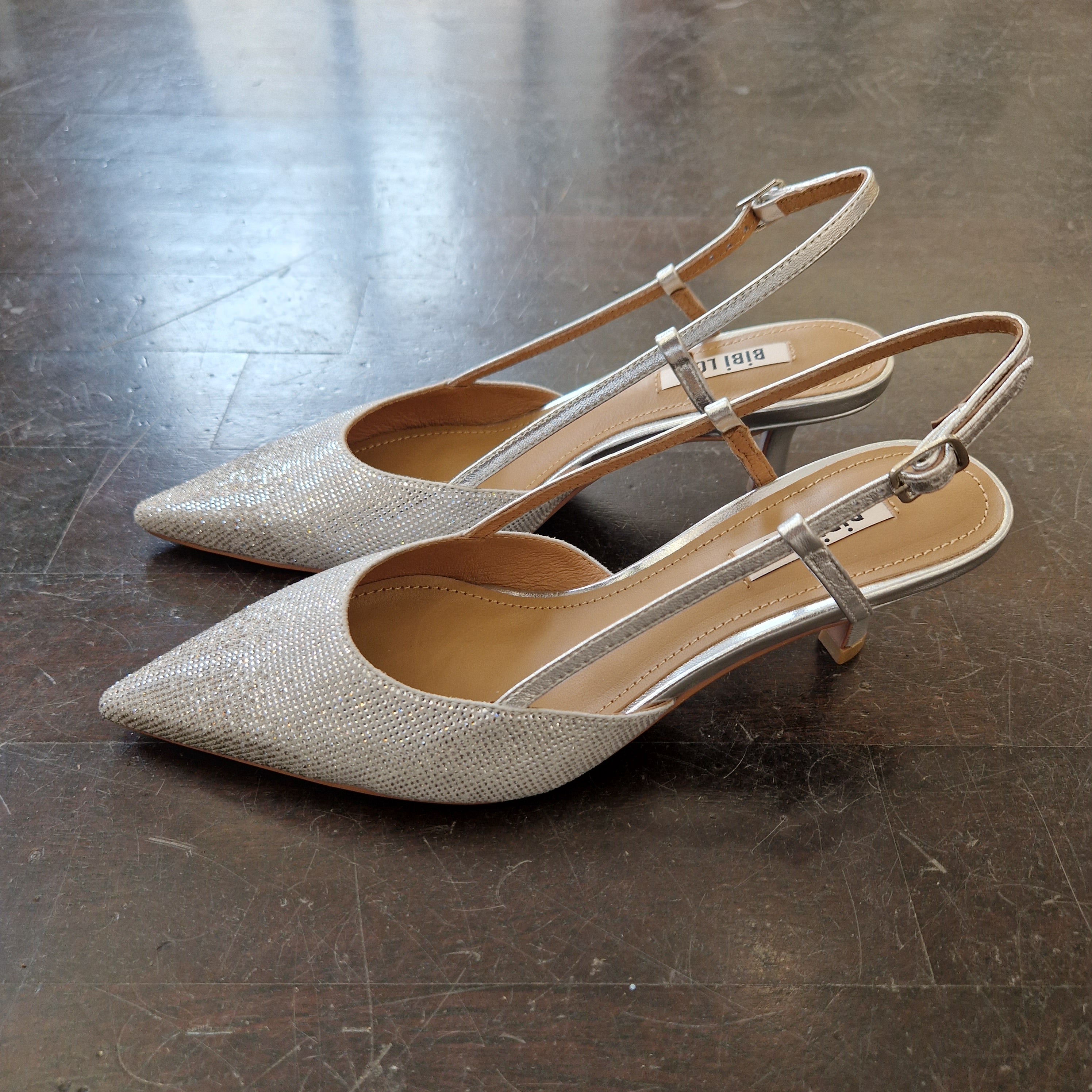 Bibilou silver rhinestone 6 cm heel
