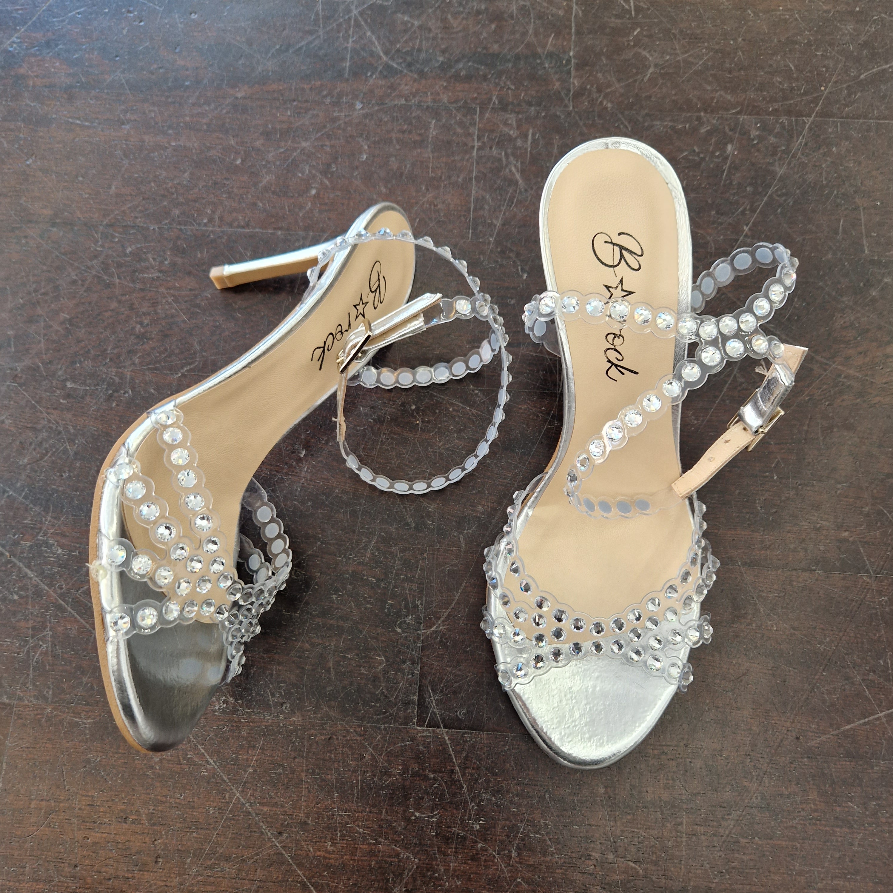 B Rock silver plexy sandal