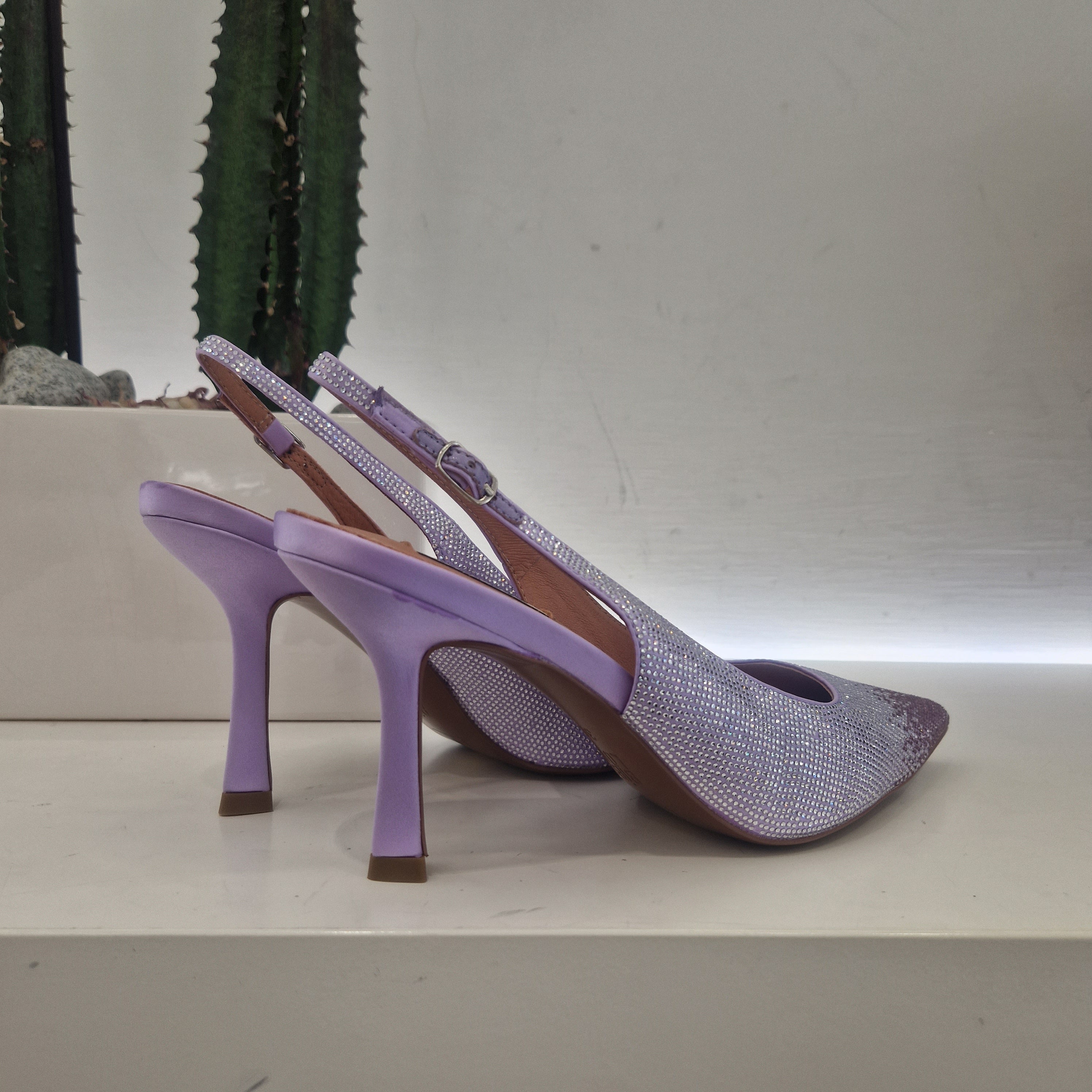 Bibilou lilac satin with rhinestones