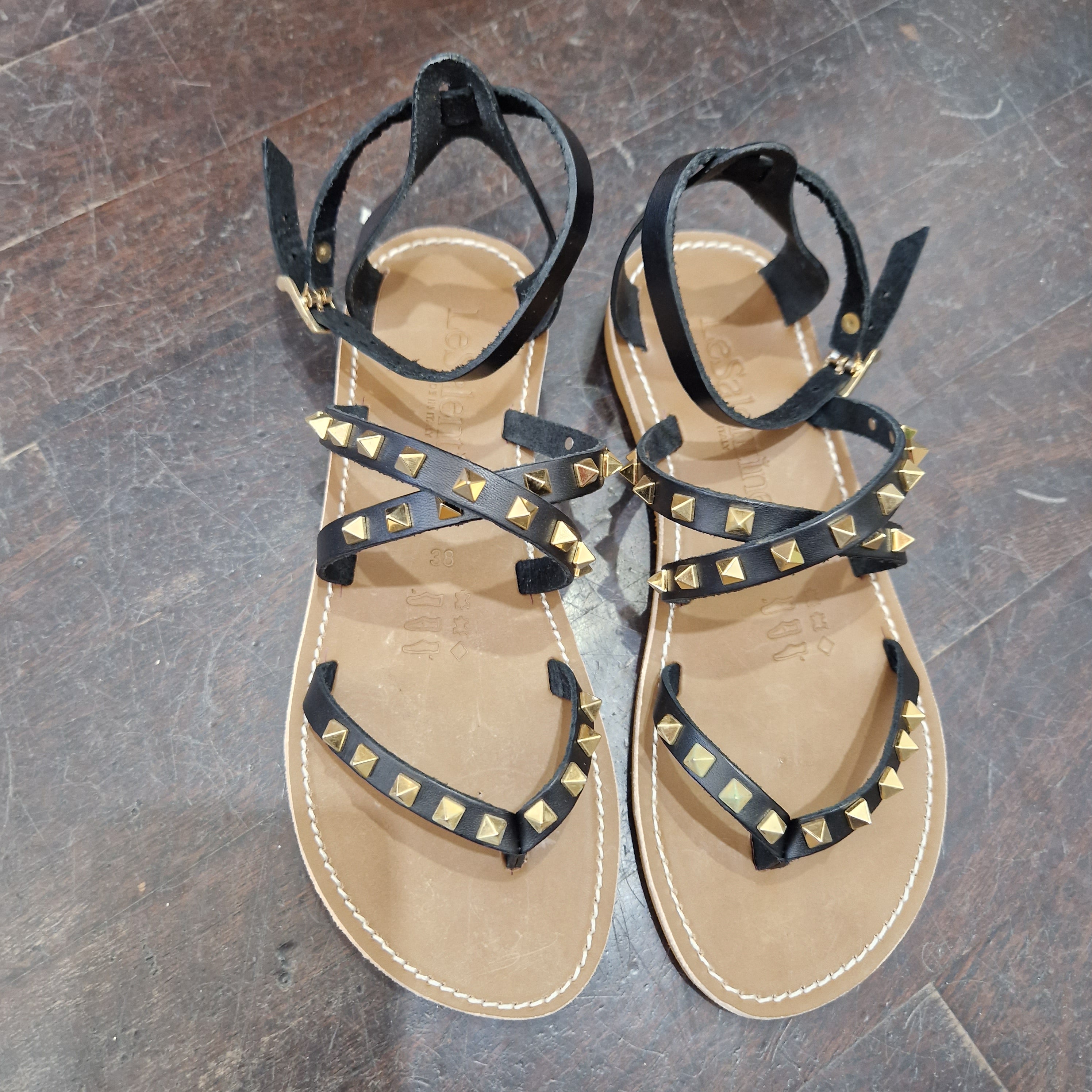 Le Salentine gold studded sandal flip flops