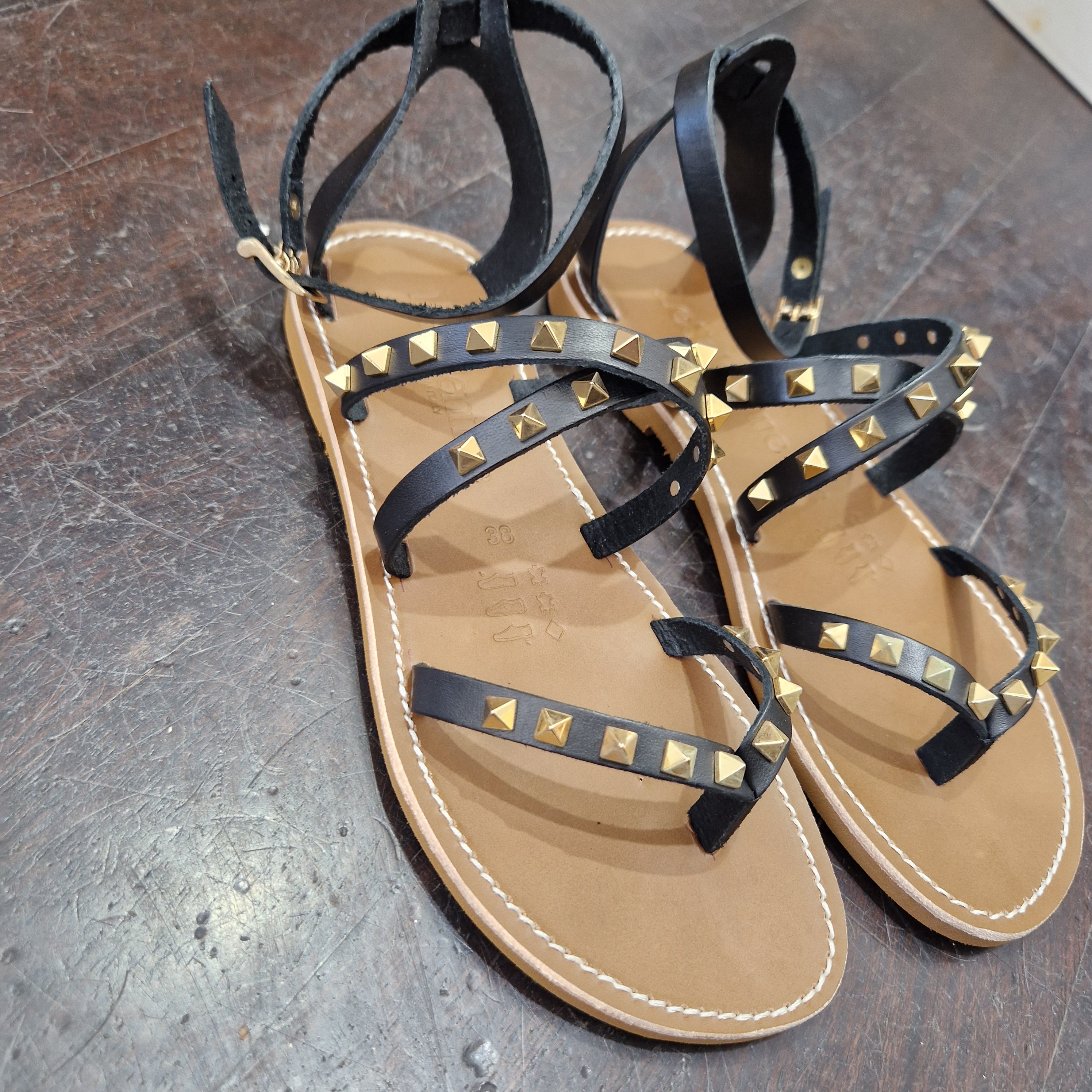 Le Salentine gold studded sandal flip flops