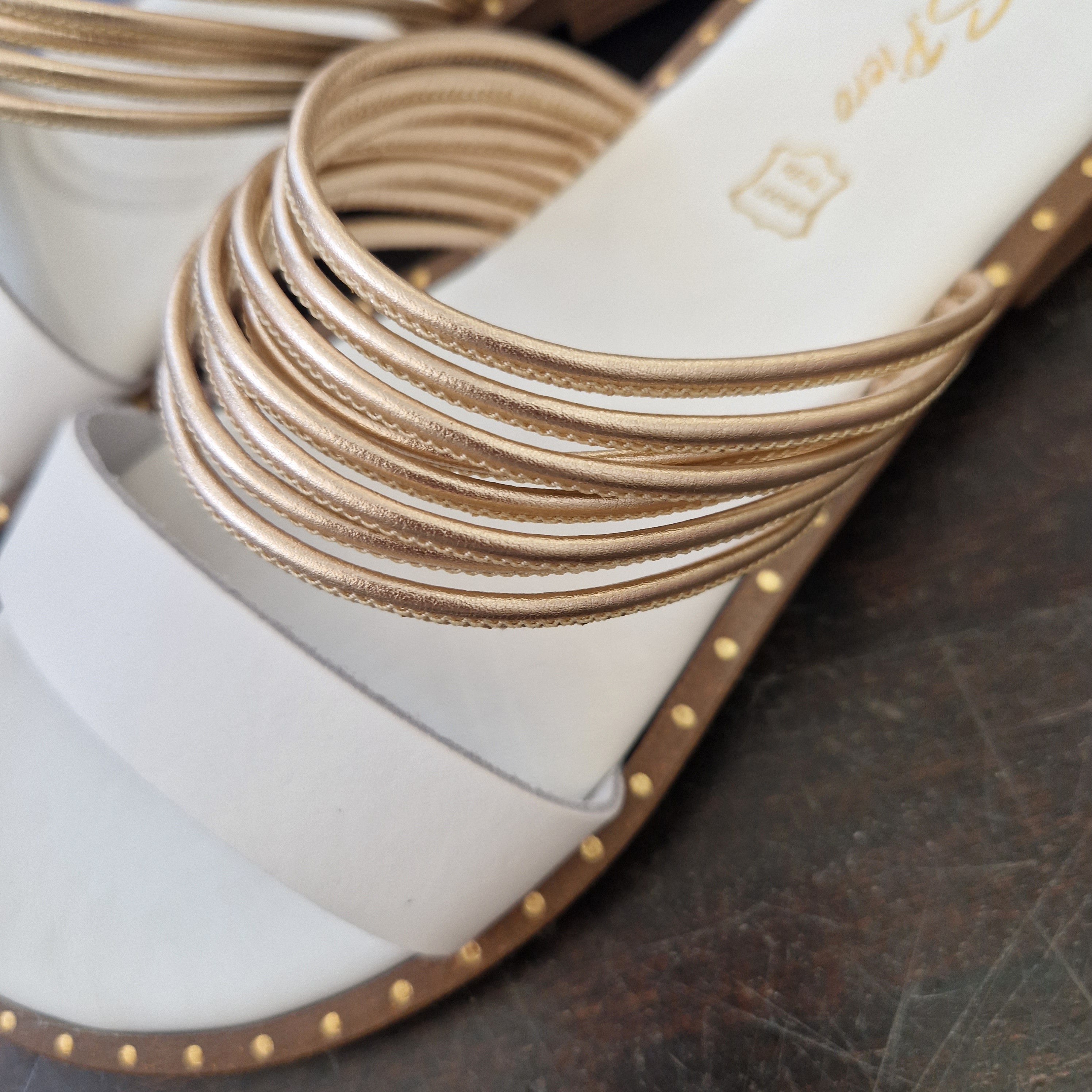 S. Piero white slipper gold strips