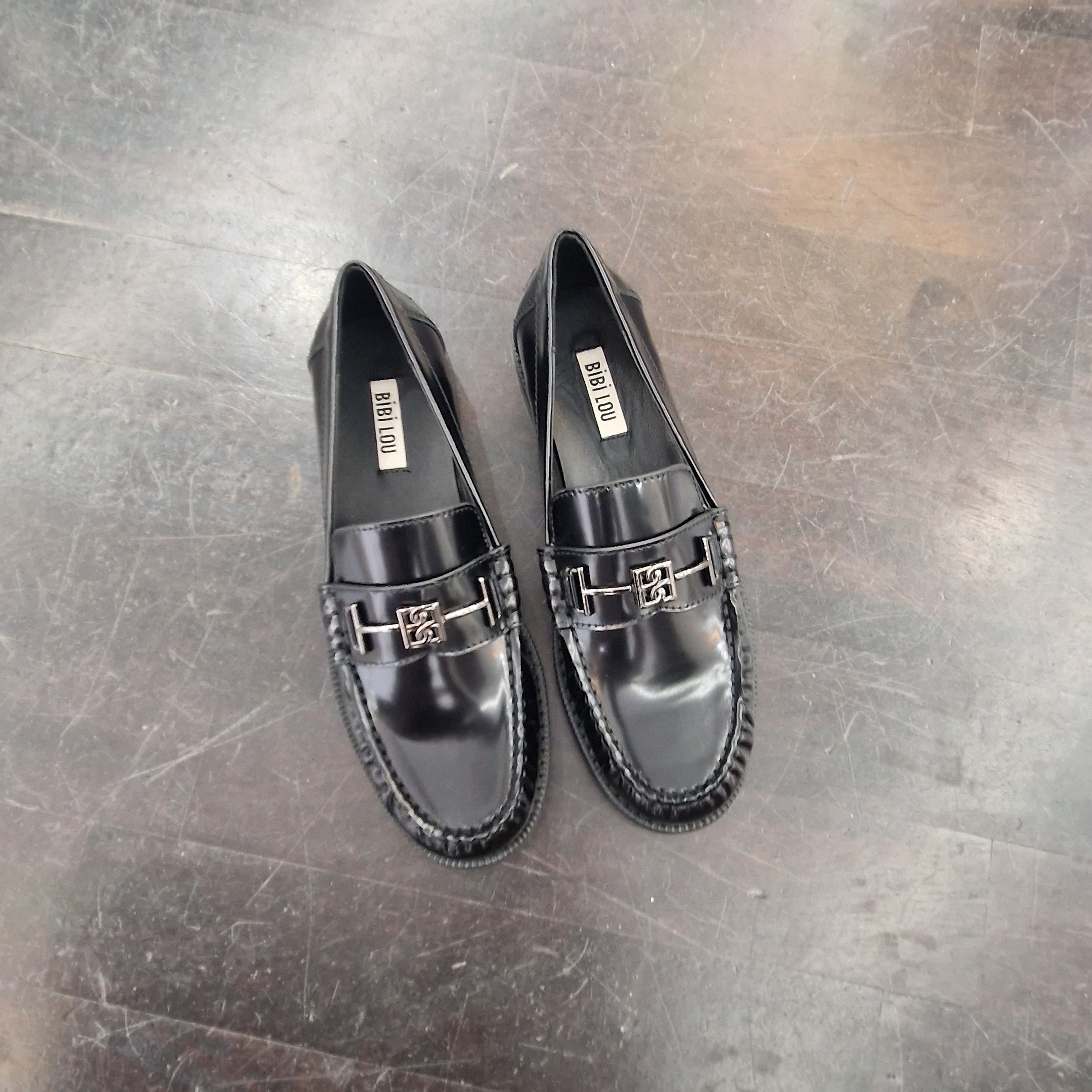 Bibilou black brushed leather moccasin