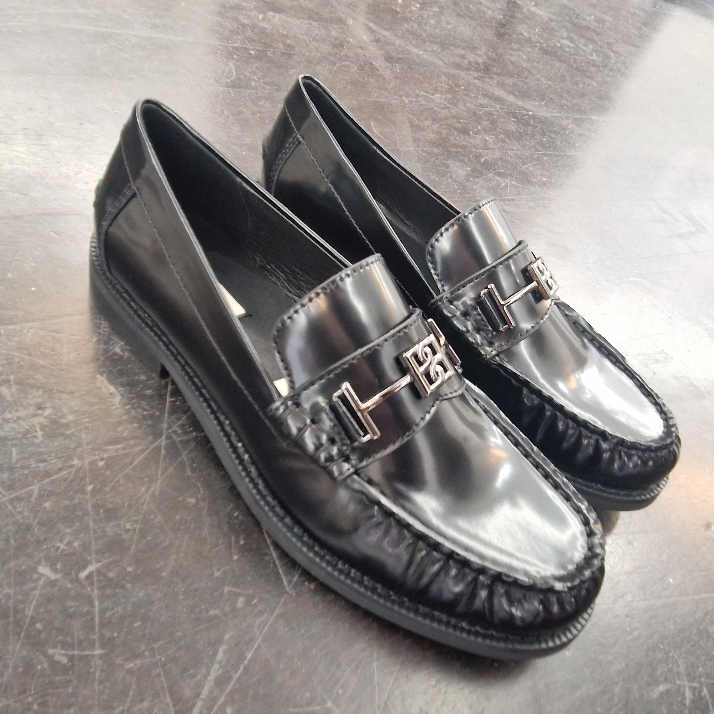 Bibilou black brushed leather moccasin
