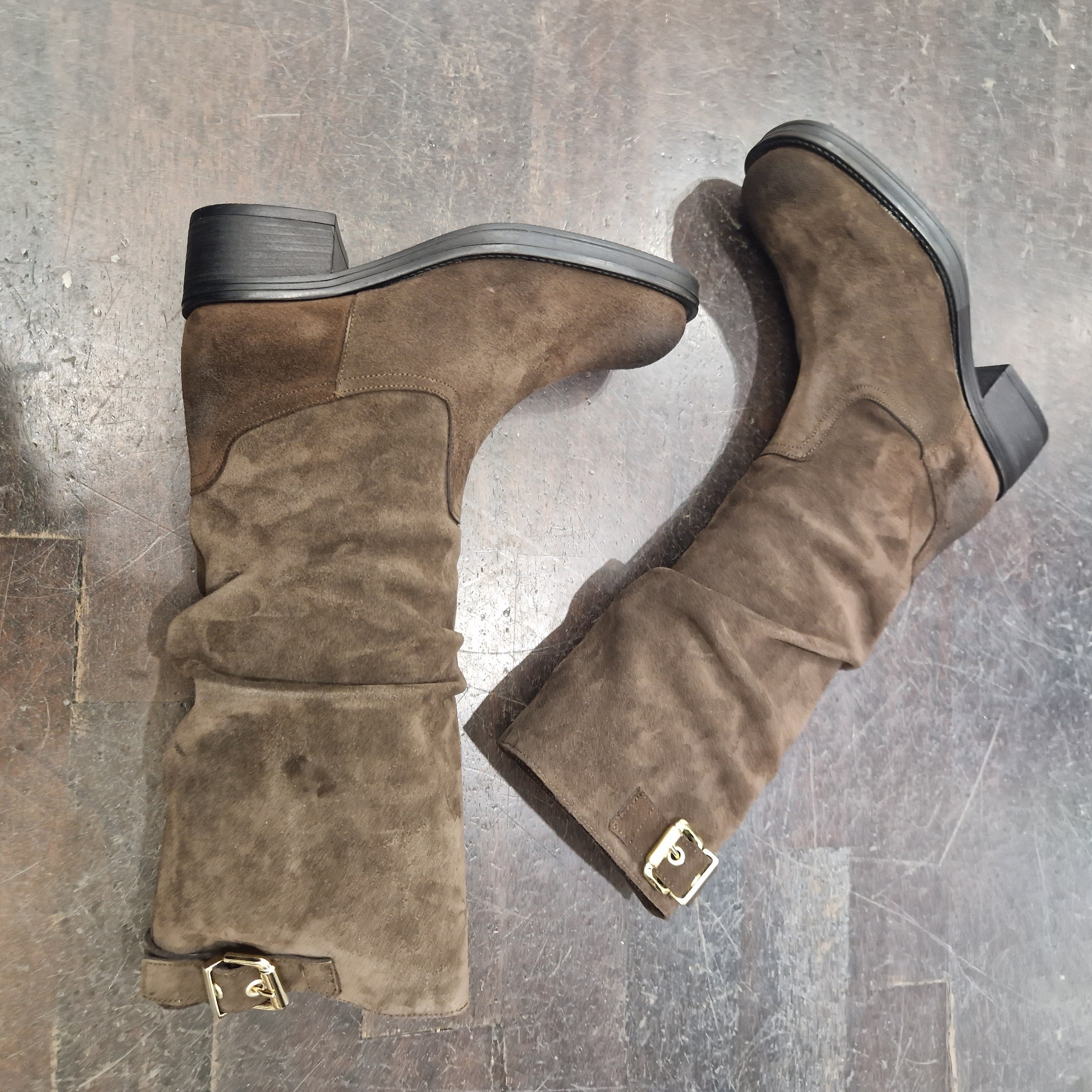Biker con fibbia suede t.moro AZZURRA-01