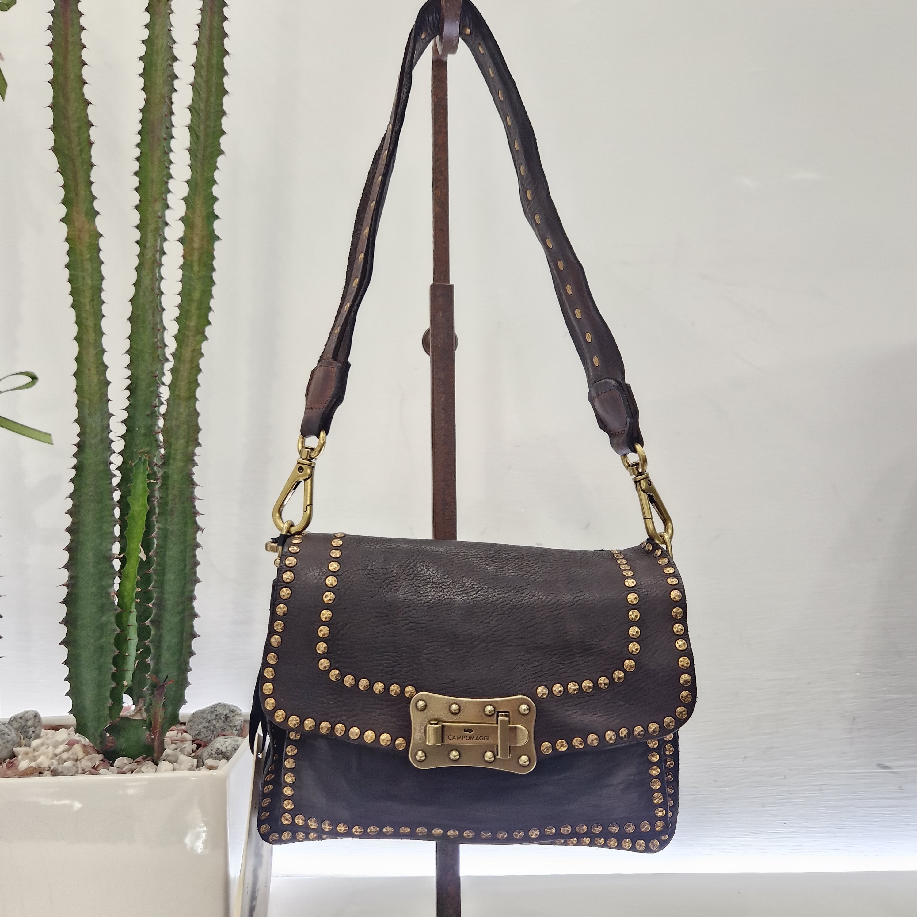 Campomaggi borsa Agnese color t. moro rivetti oro