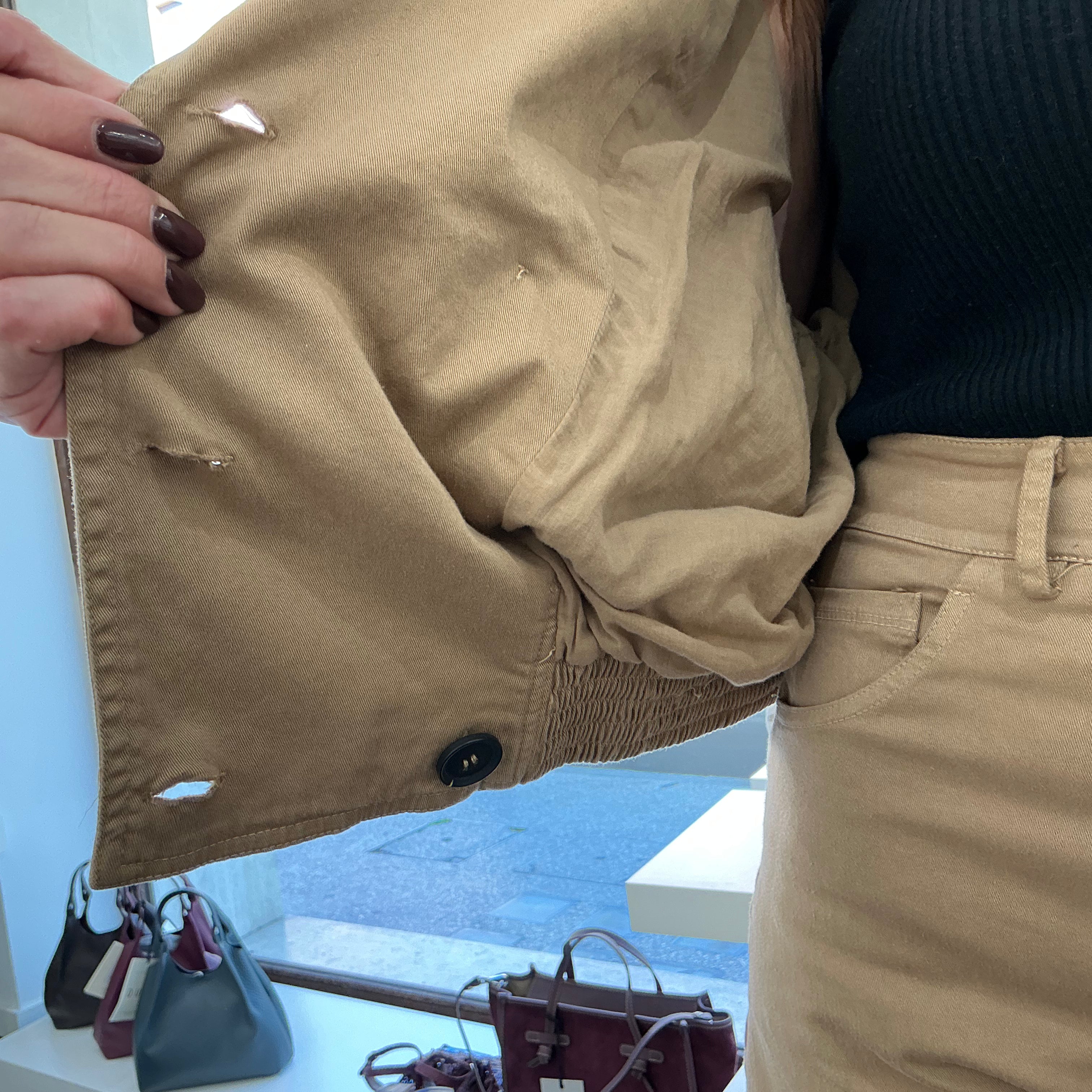 Giacca modello bomber over color nocciola