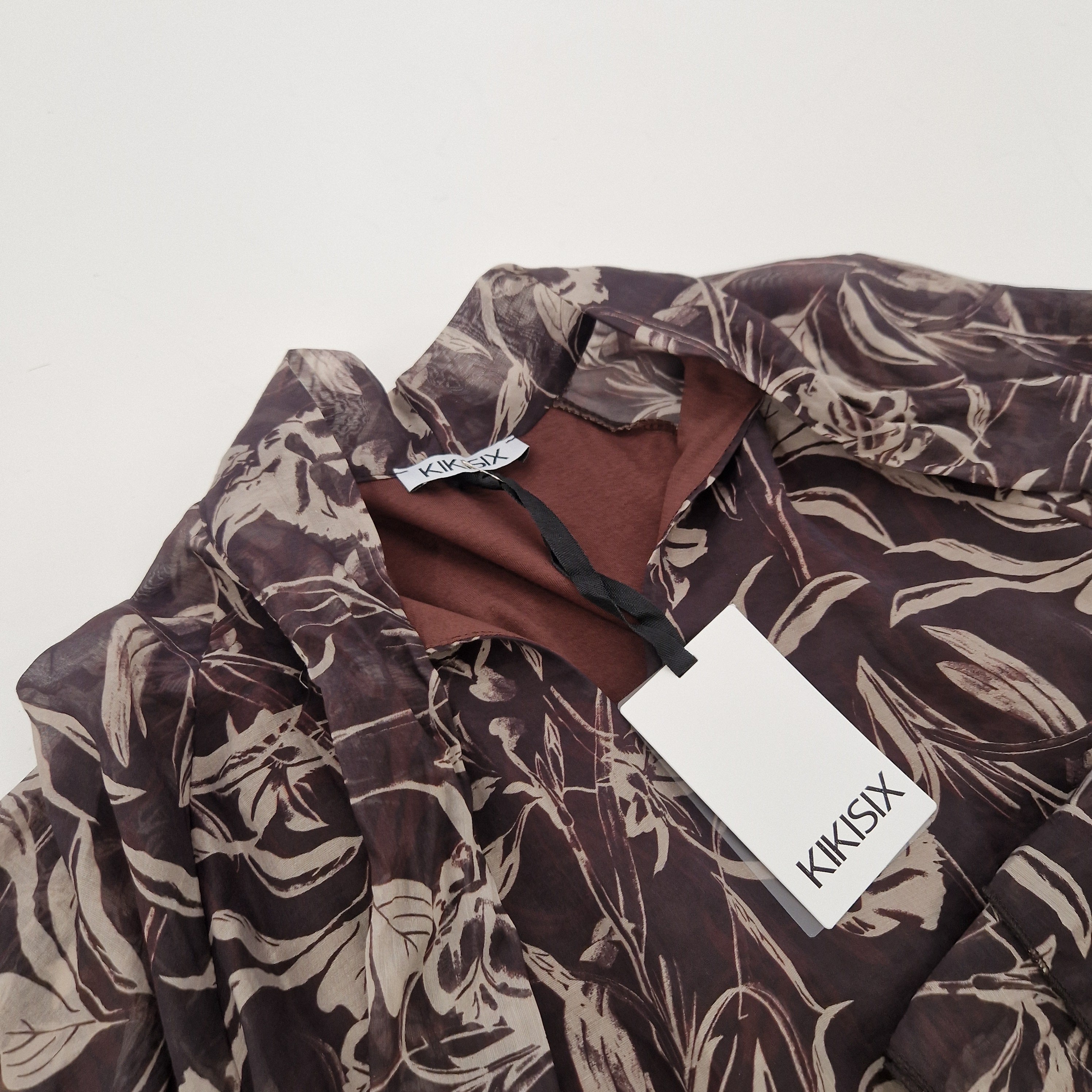 Kikisix camicia marrone collo con fiocco