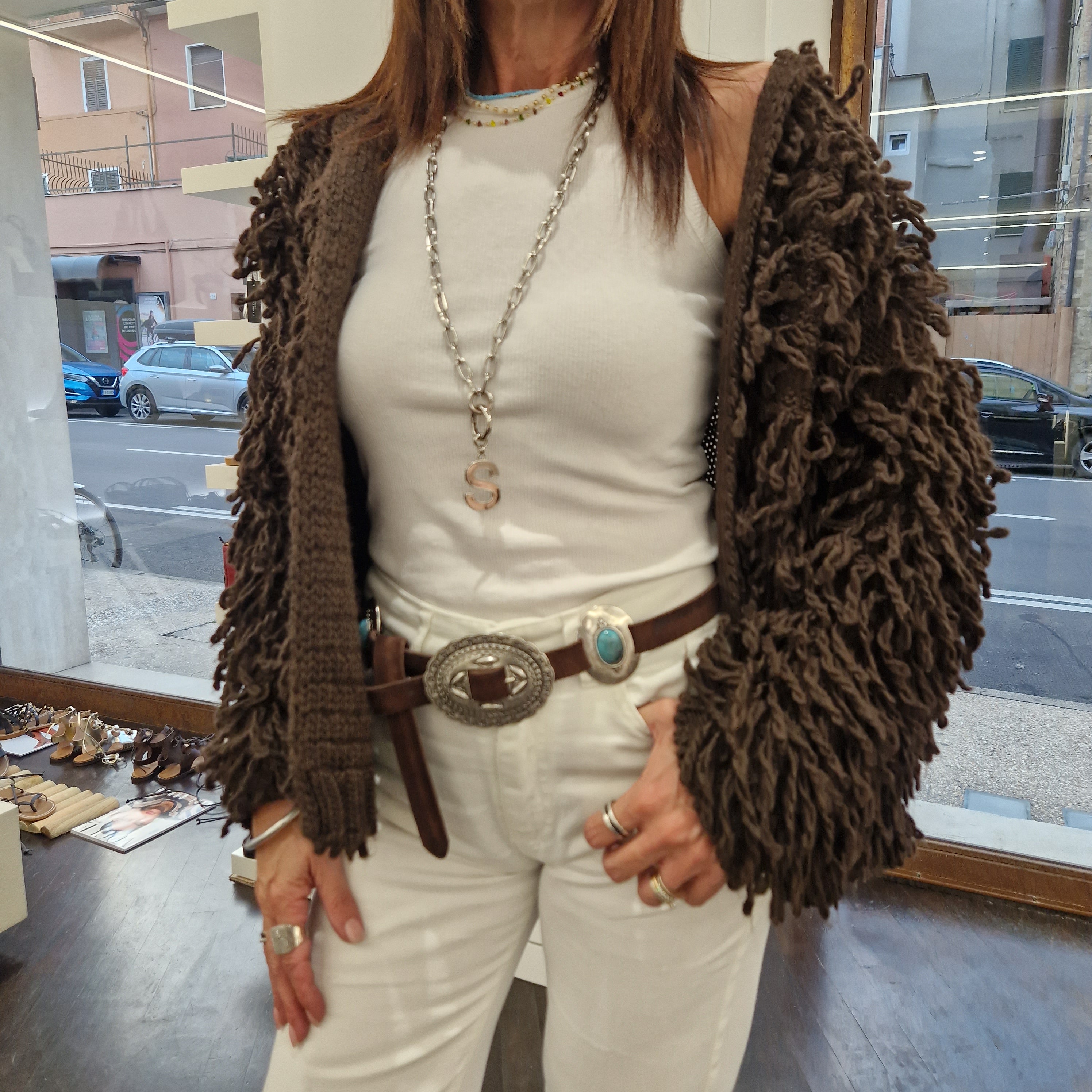 Kikisix cardigan senza bottoni t.moro