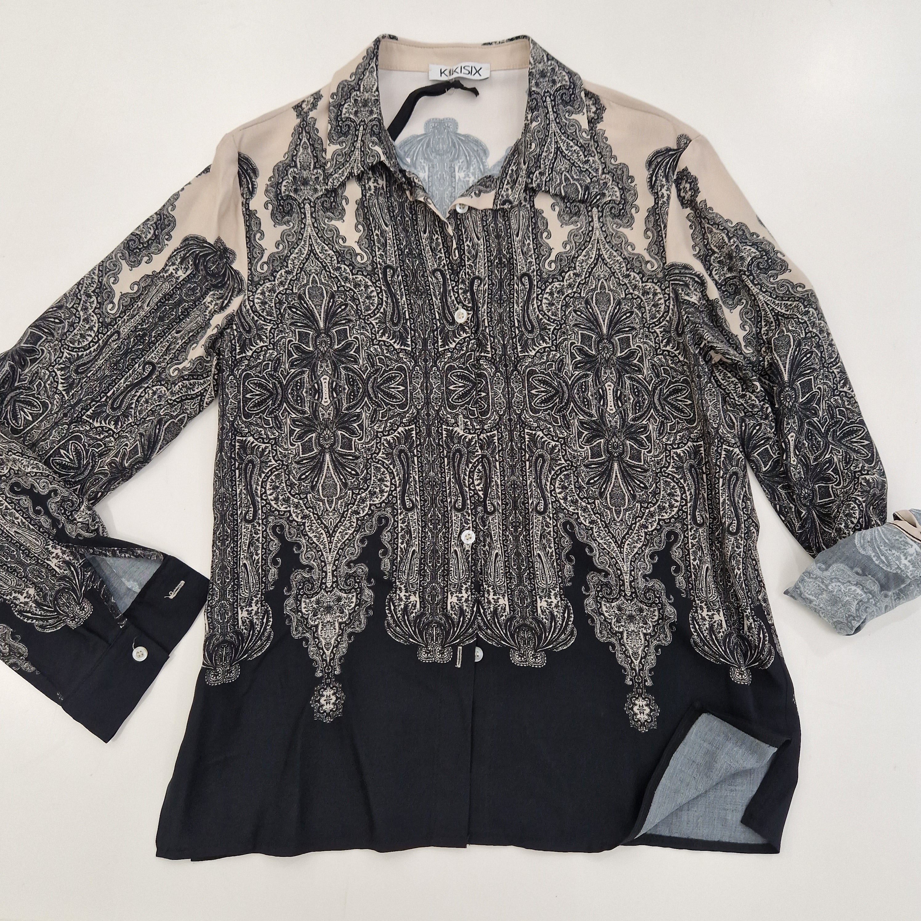 Kikisix camicia DAMASCO stampa panna e nera