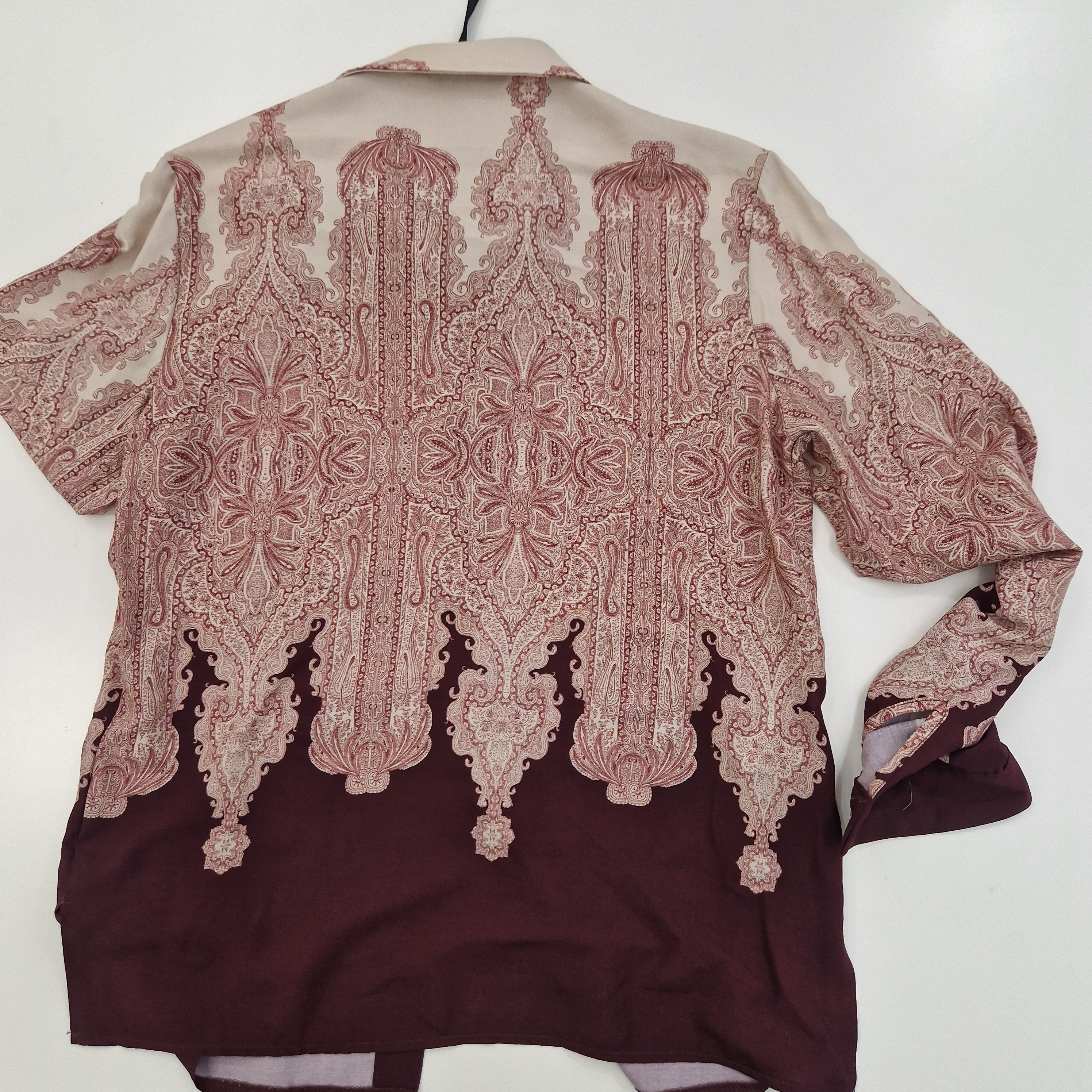 Kikisix camicia DAMASCO stampa panna e bordeaux