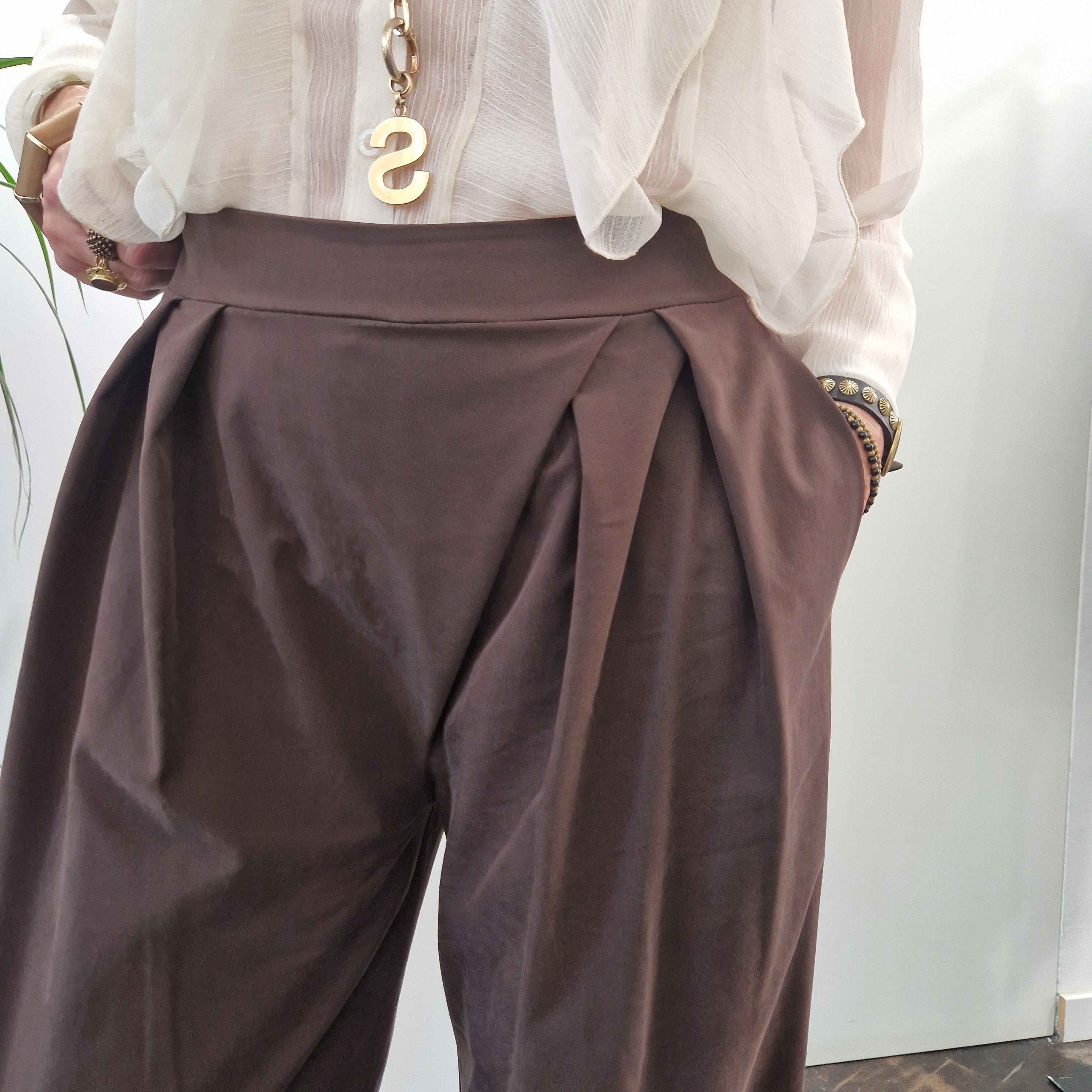 KIKISIX pantalone STELLA color t.moro