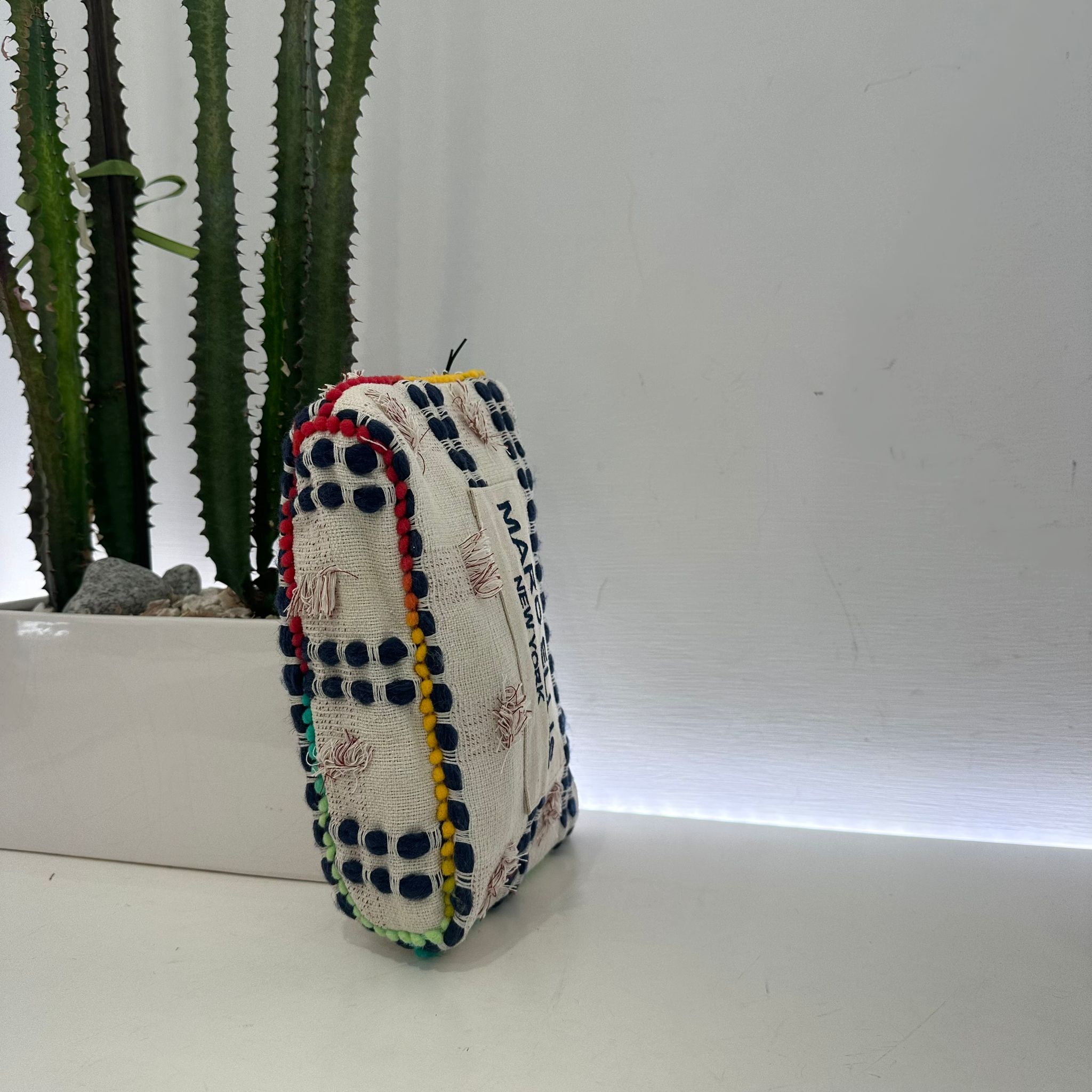 Marc Ellis pochette in tessuto variate righe fondo panna