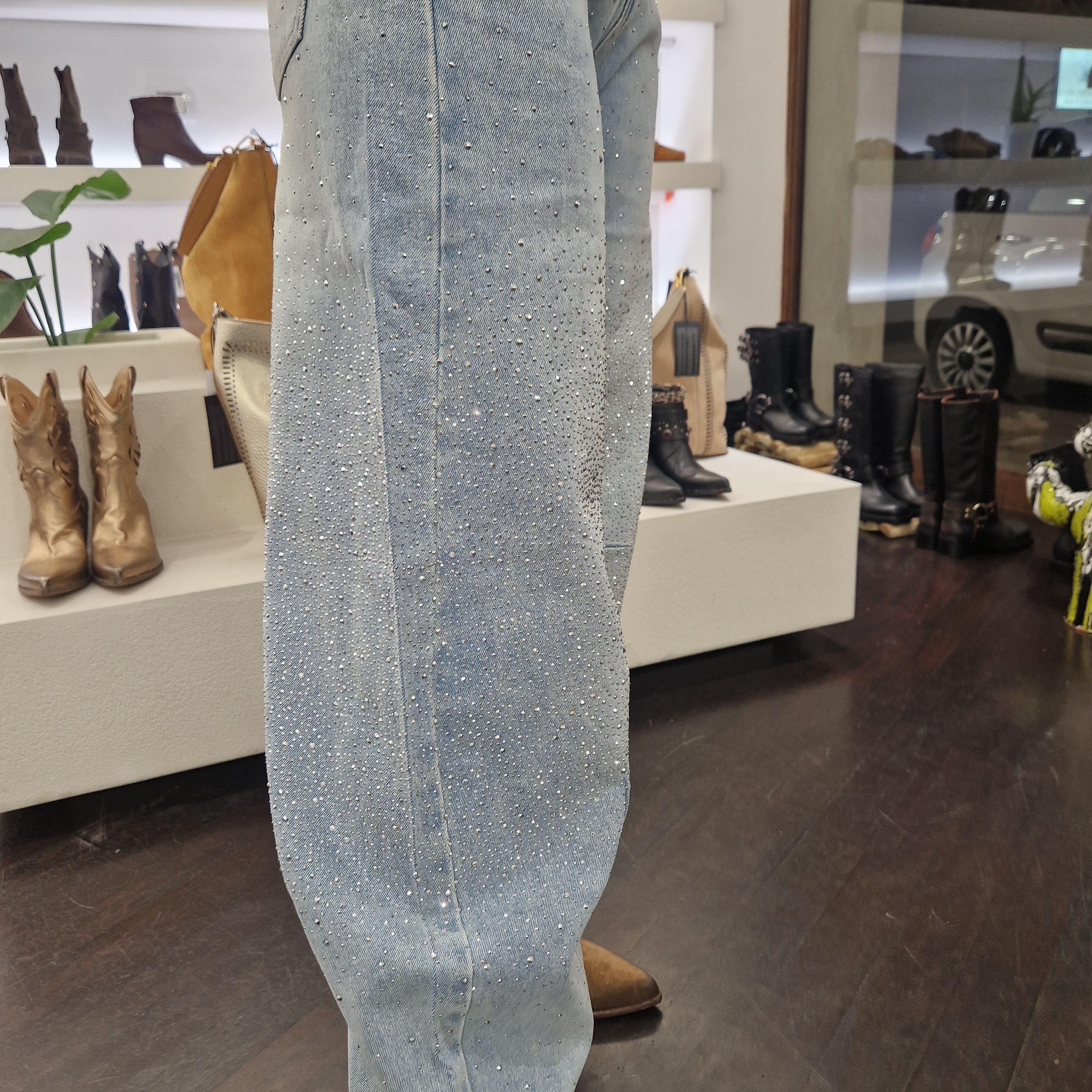 Pantalone jeans STRASS lavaggio chiaro