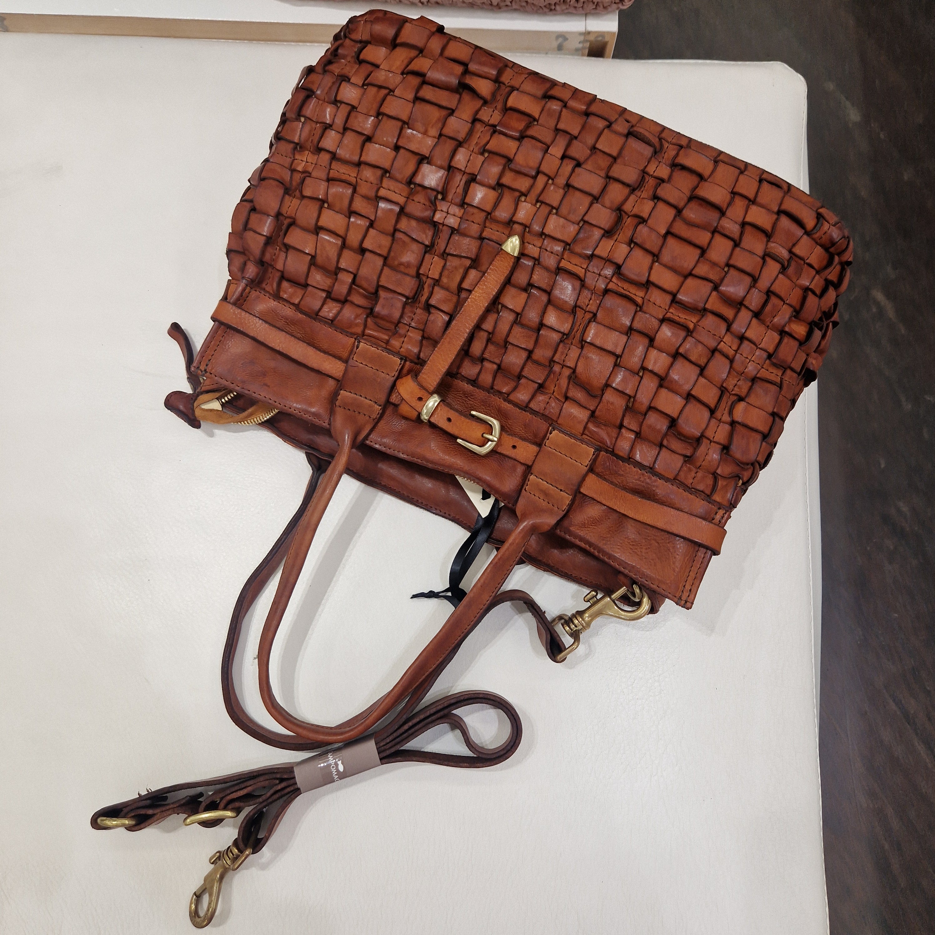 Campomaggi borsa linea PENELOPE intrecciata color cuoio