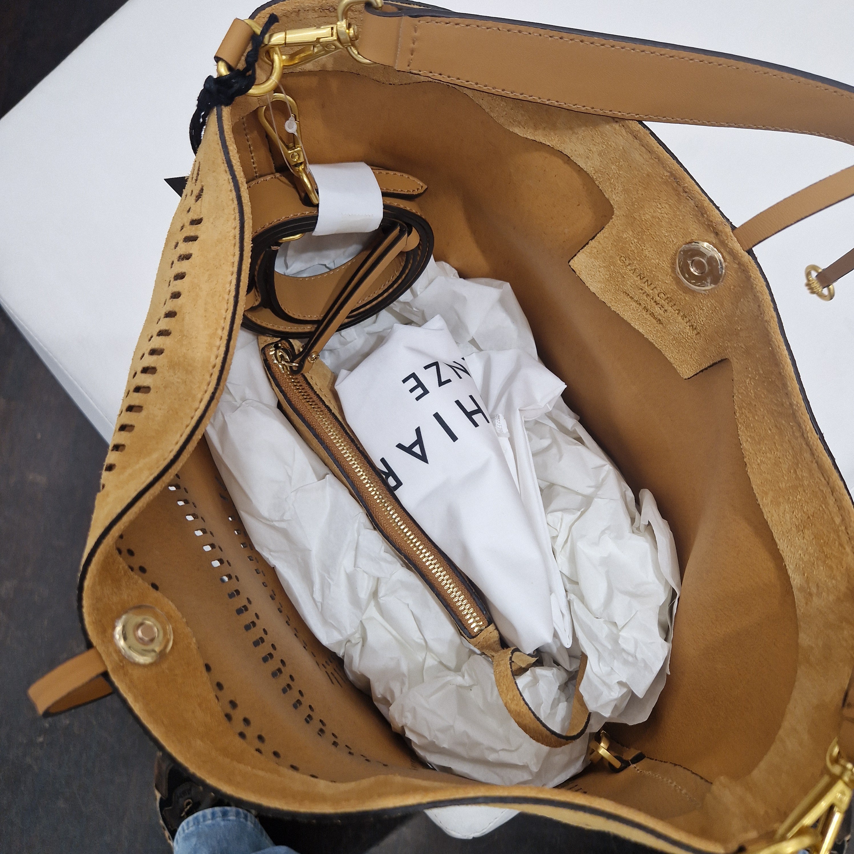 Gianni Chiarini borsa linea VANESSA suede color cuoio
