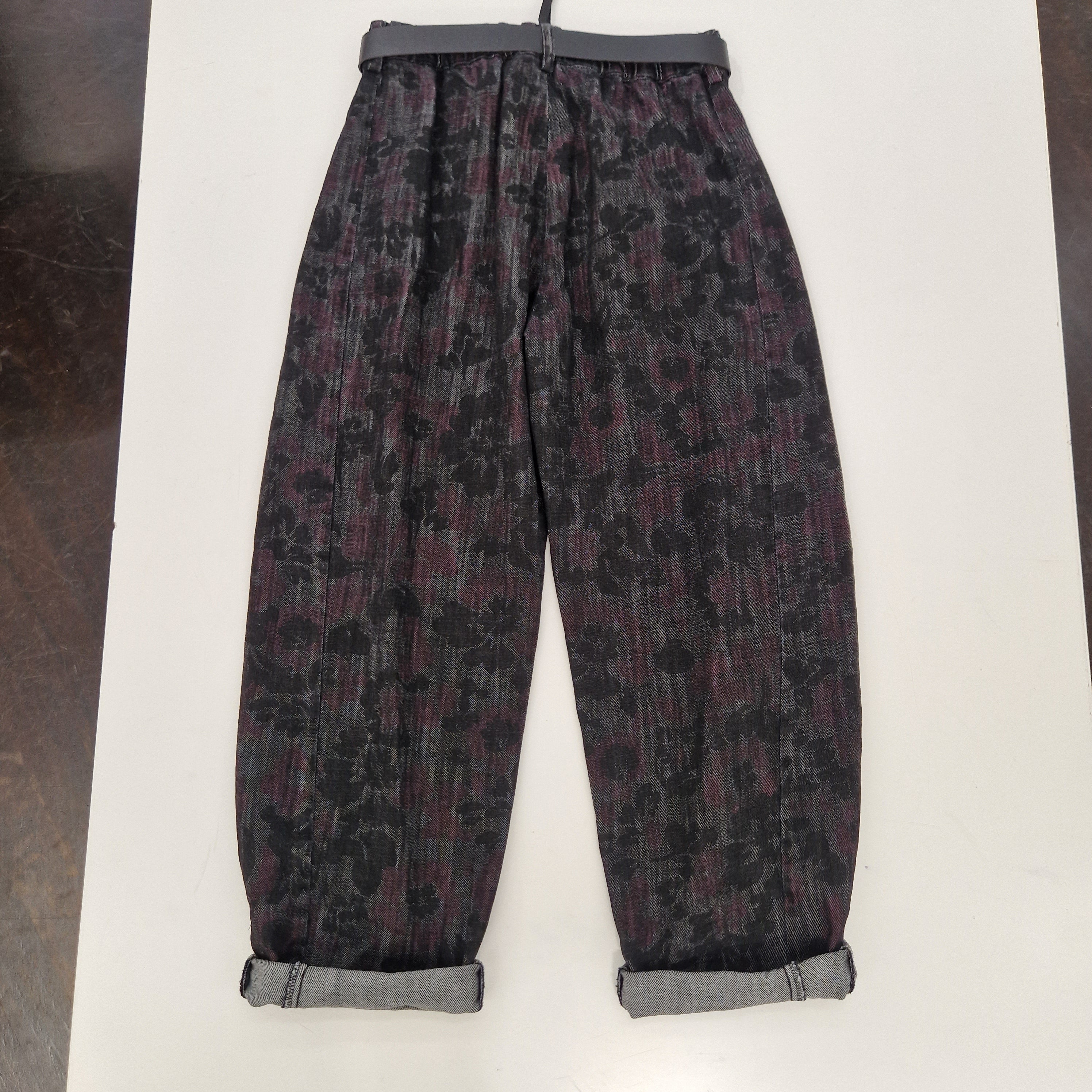 KIKISIX pantalone balloon stampa fiori scuro