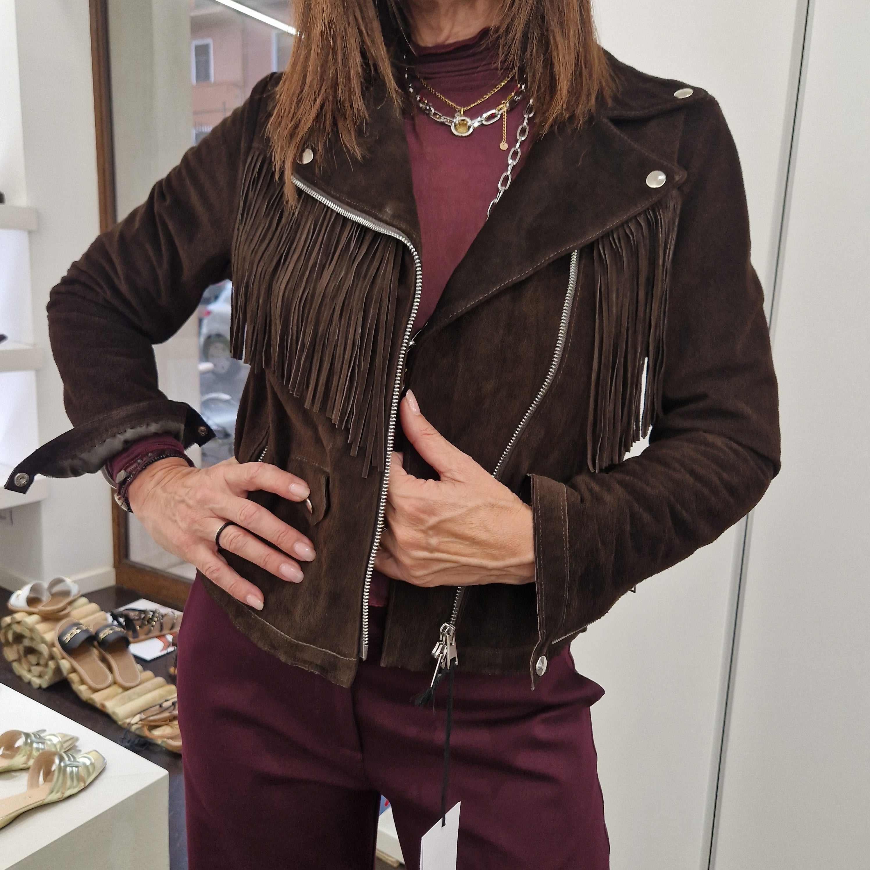 Giacca ARKANSAS 2 in vera pelle scamosciato modello chiodo