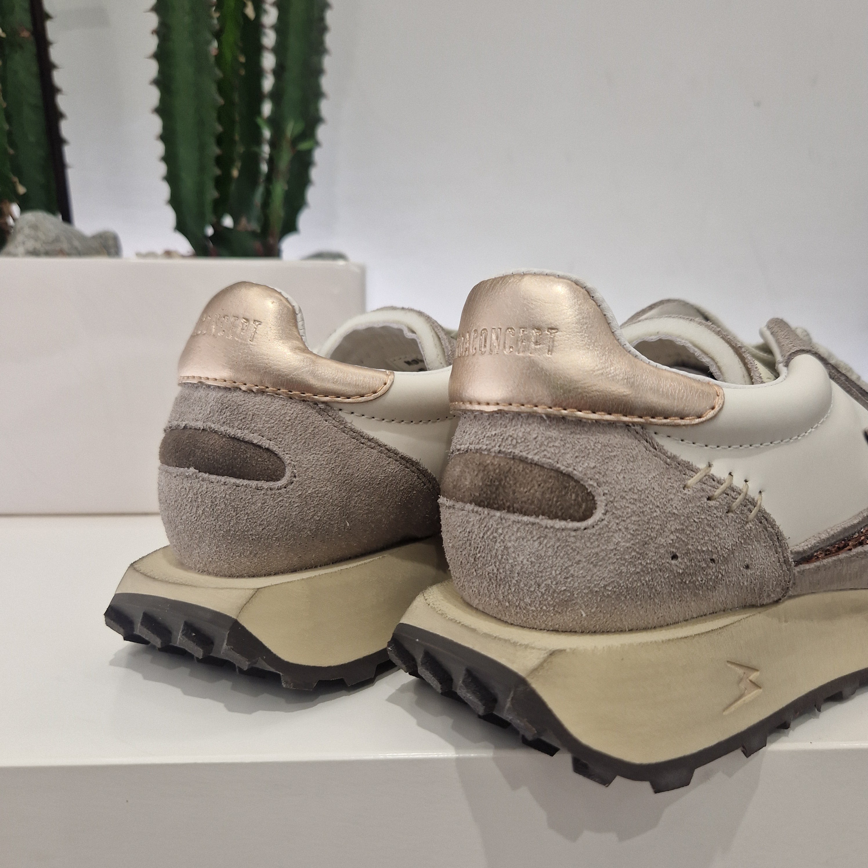 Moa sneakers modello running fulmine glitter bronzo