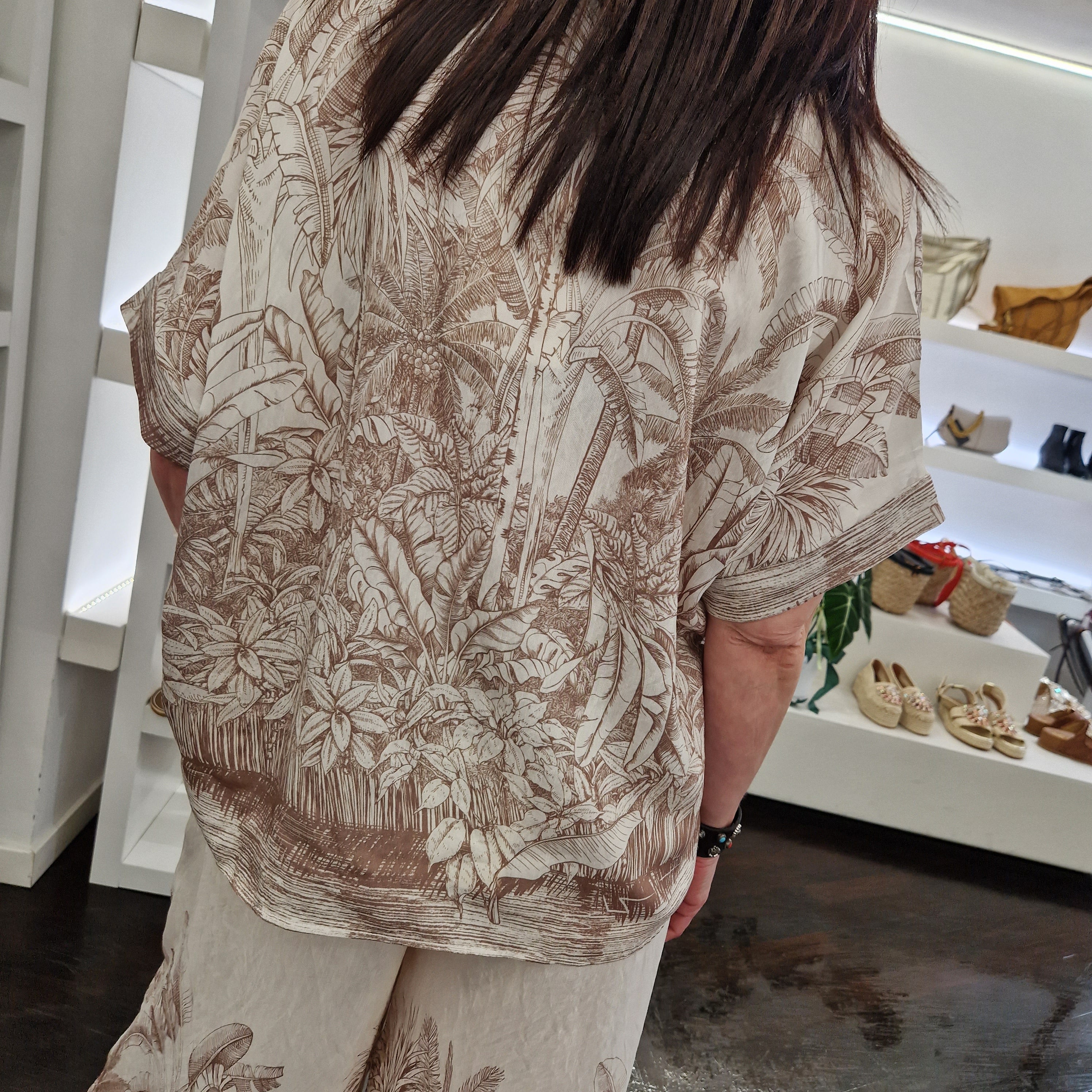 Camicia stampa palme tropical