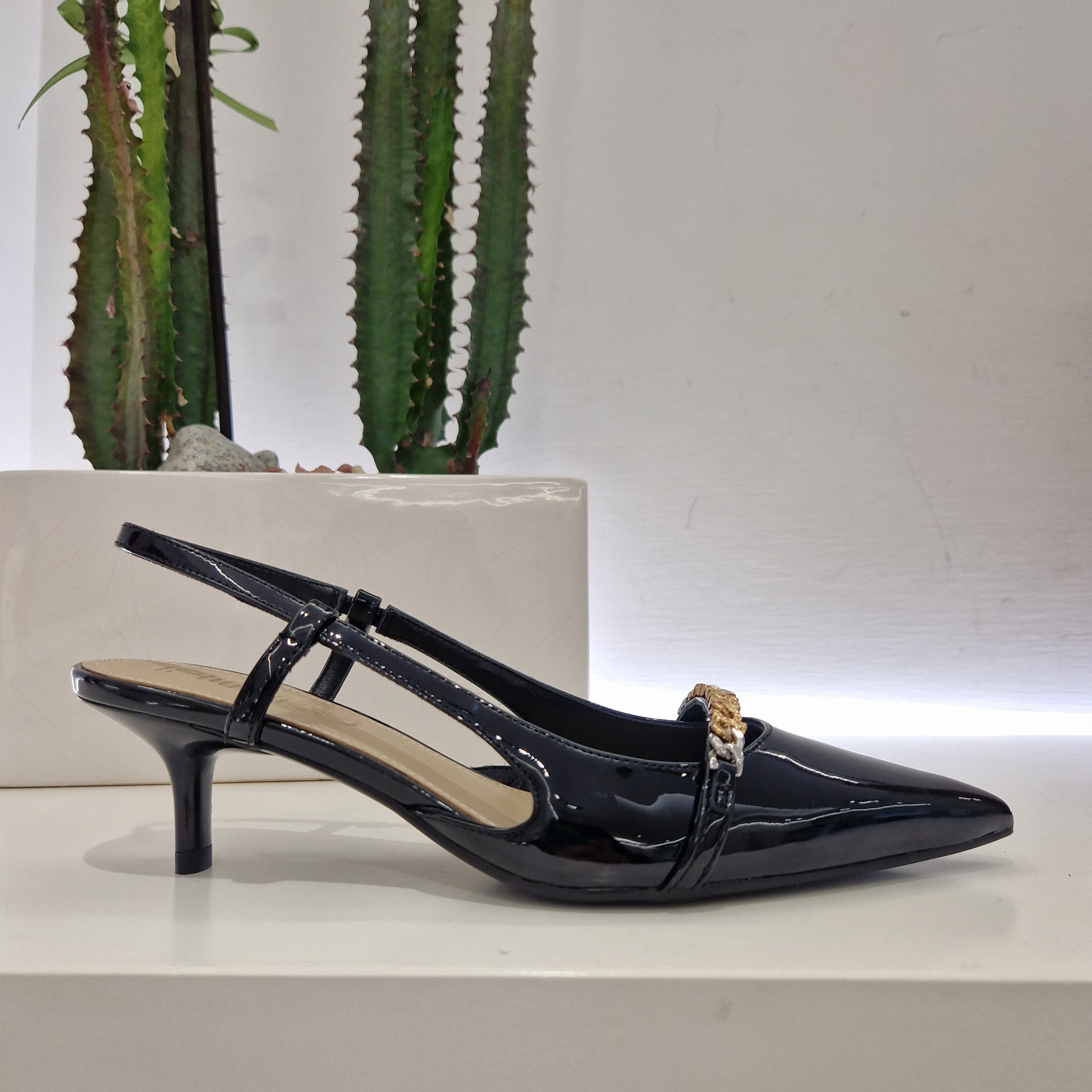 Pinko scarpa sling back vernice nera