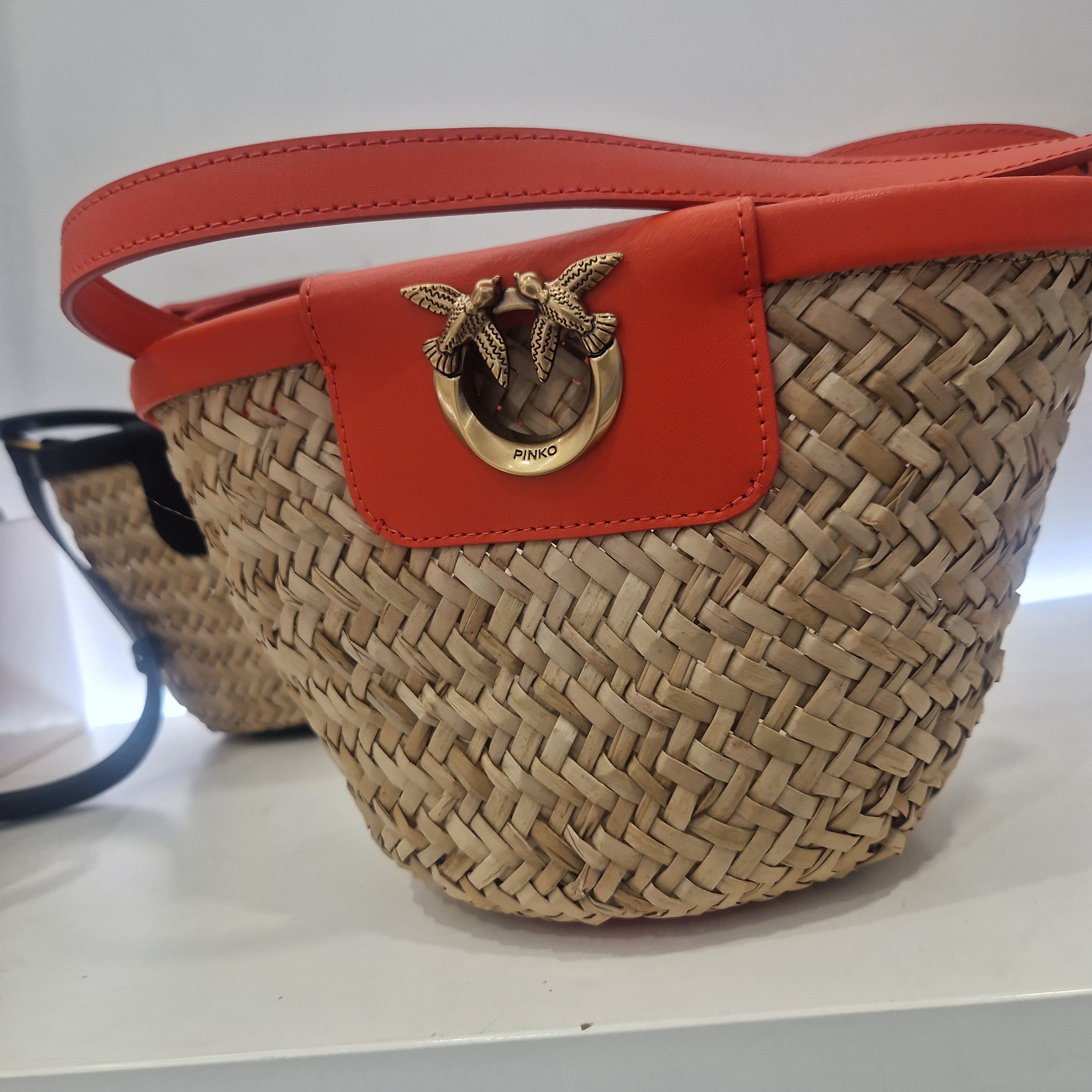 PINKO borsa LOVE SUMMER BASKET formato piccolo in rafia