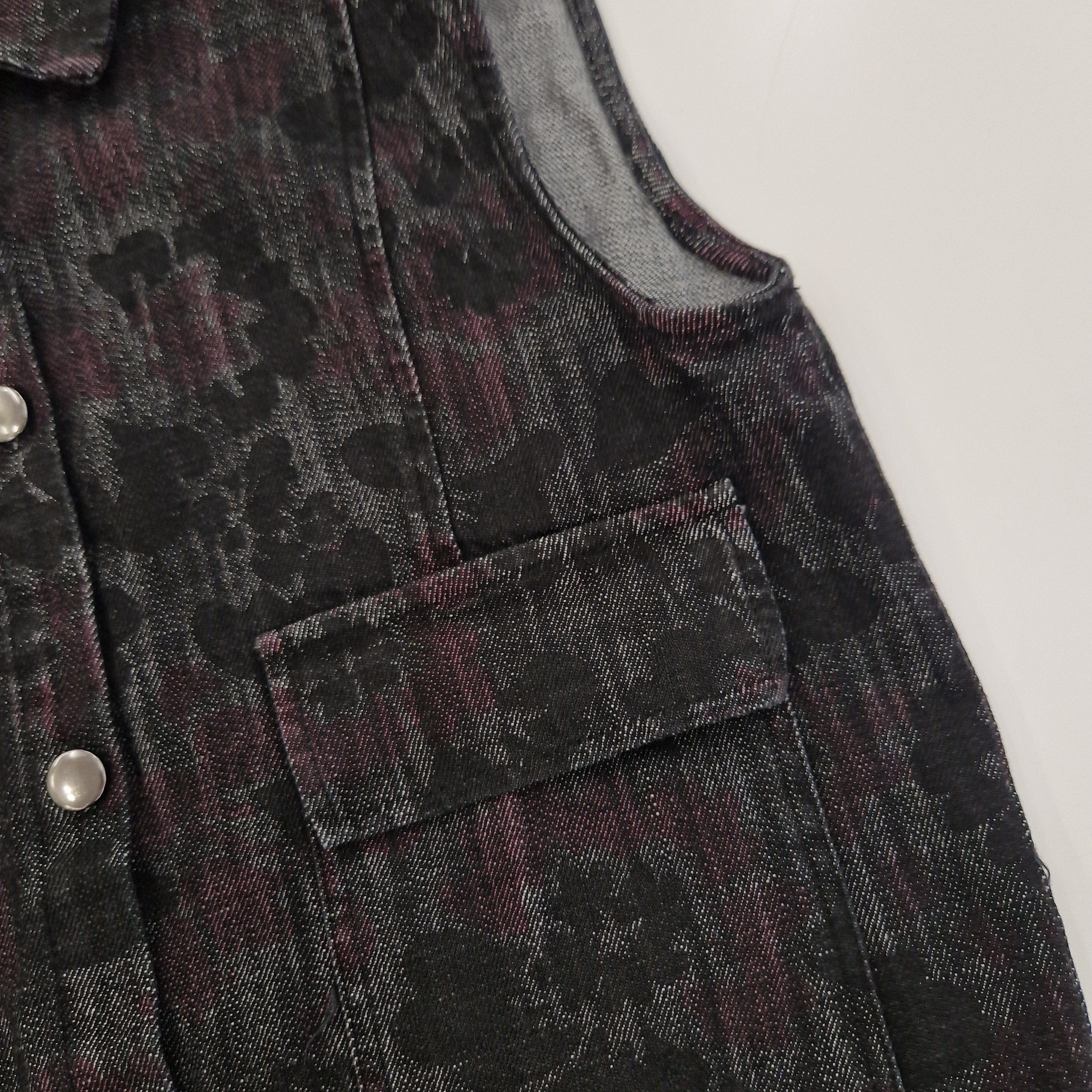 Kikisix gilet in jeans stampa fiori