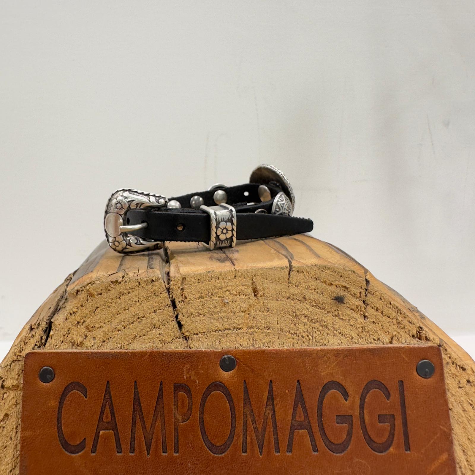 Campomaggi bracciale SCUDO in pelle nera accessorio argento