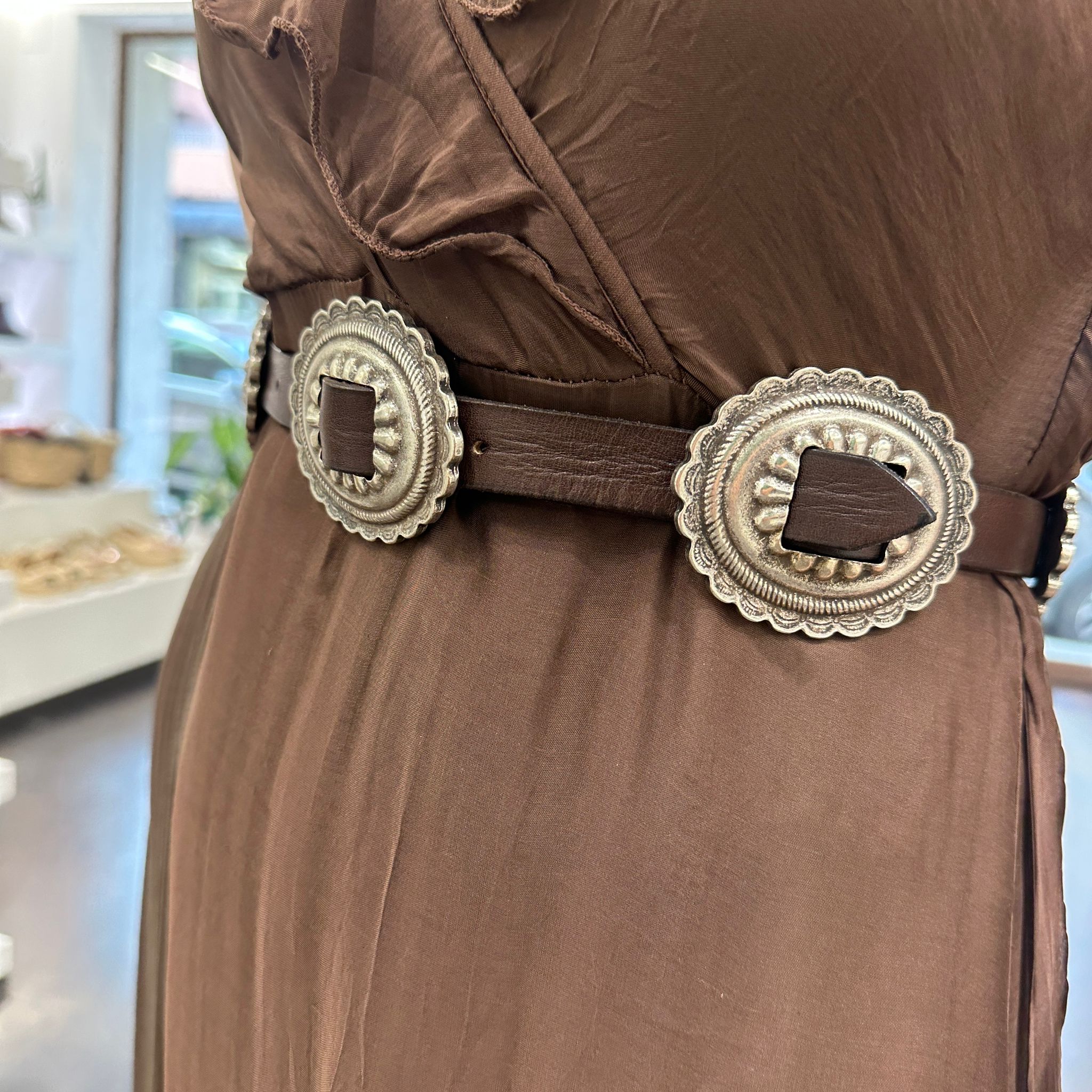 Alberto Luti cintura in pelle t.moro con borchie argento