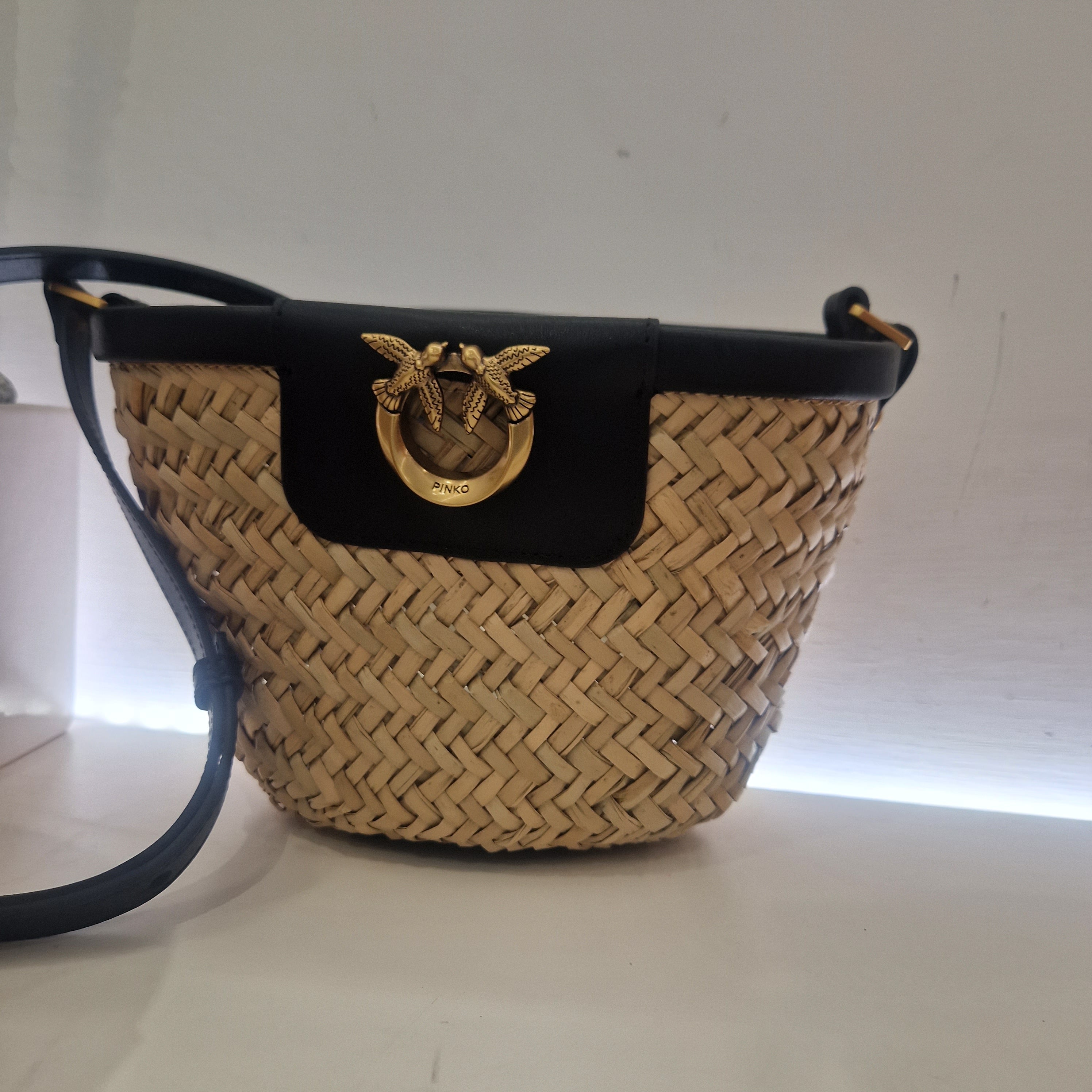 PINKO borsa LOVE SUMMER BASKET formato piccolo in rafia