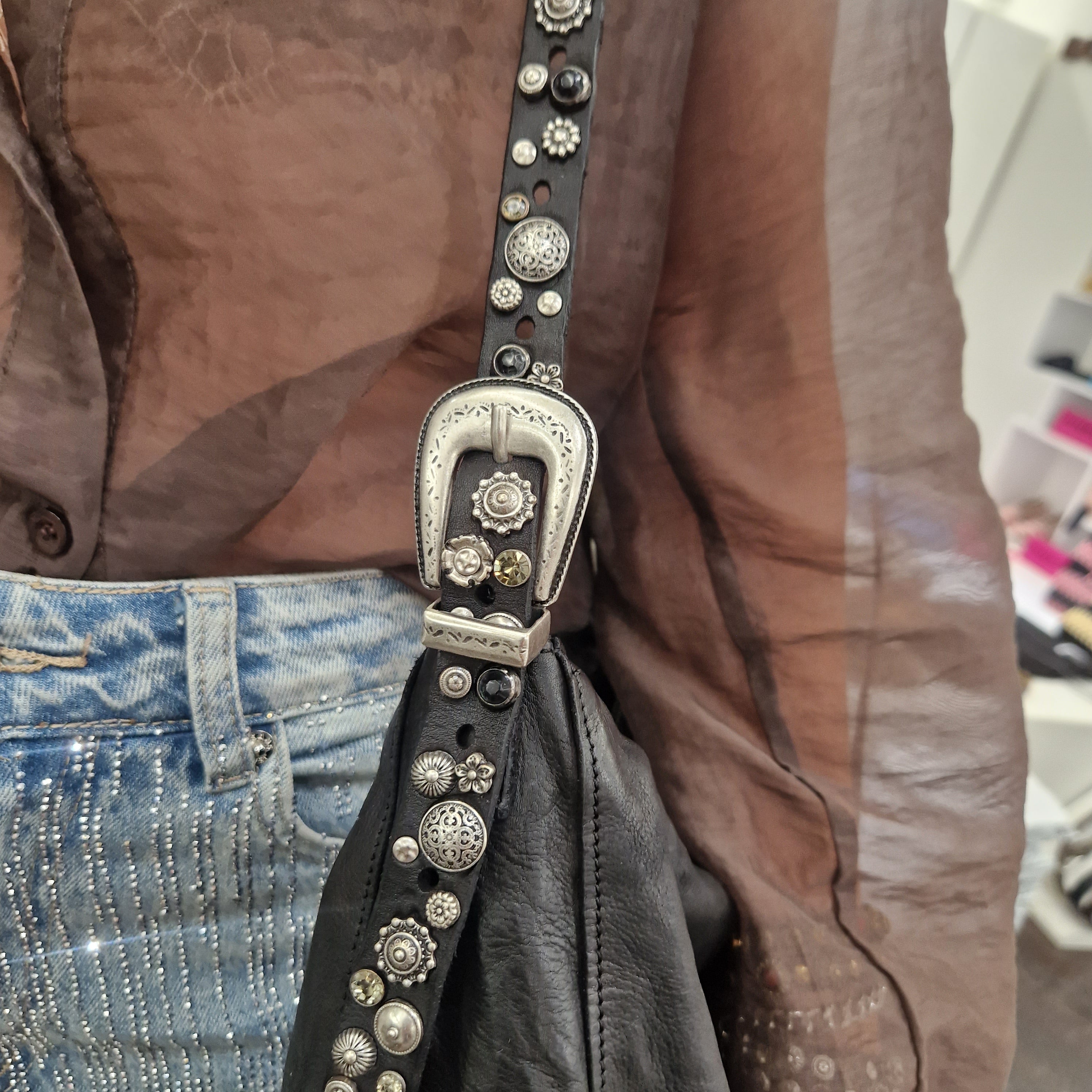 Campomaggi borsa GIULIANA linea CEFALÙ nera accessori argento