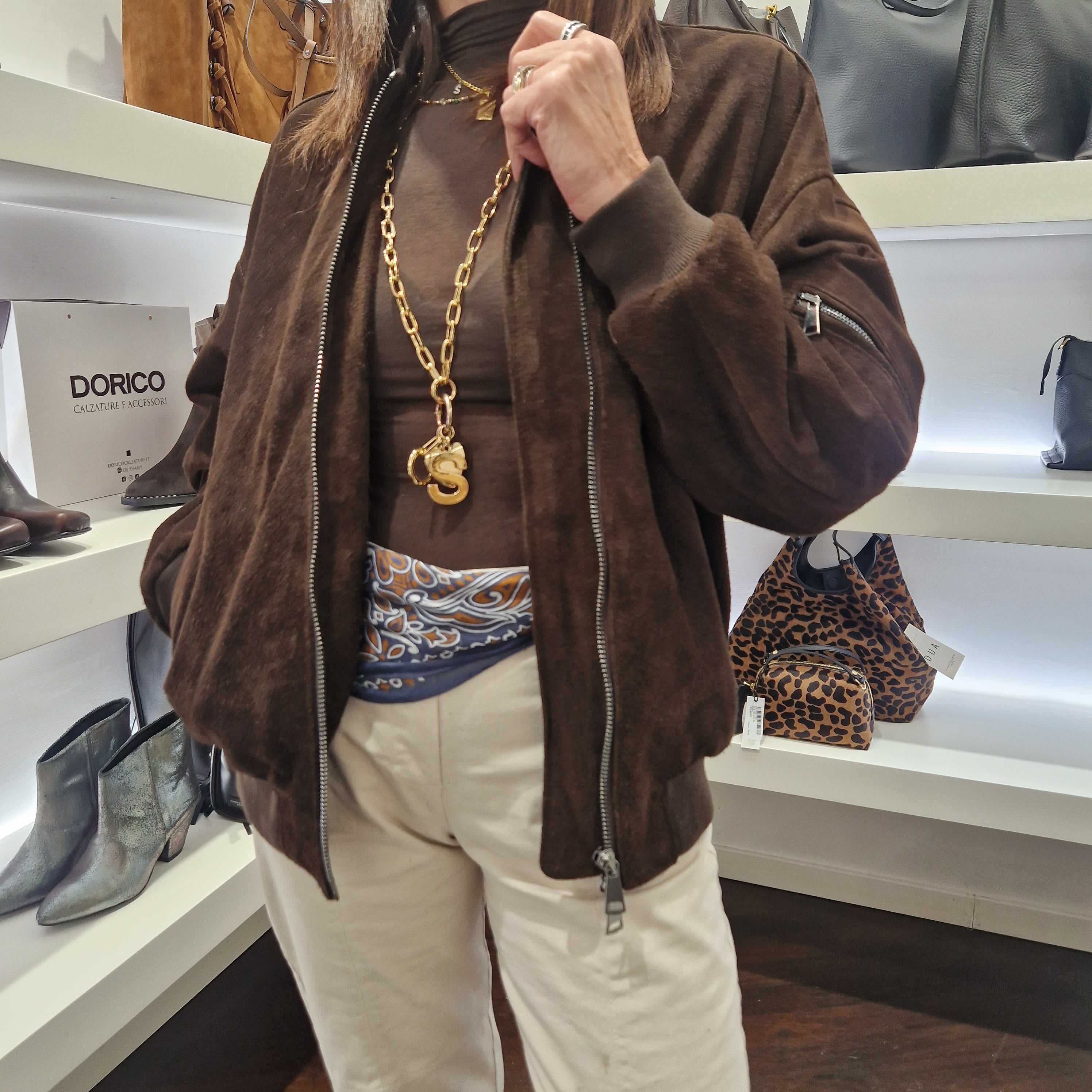 Giacca BOMBER in vera pelle scamosciata