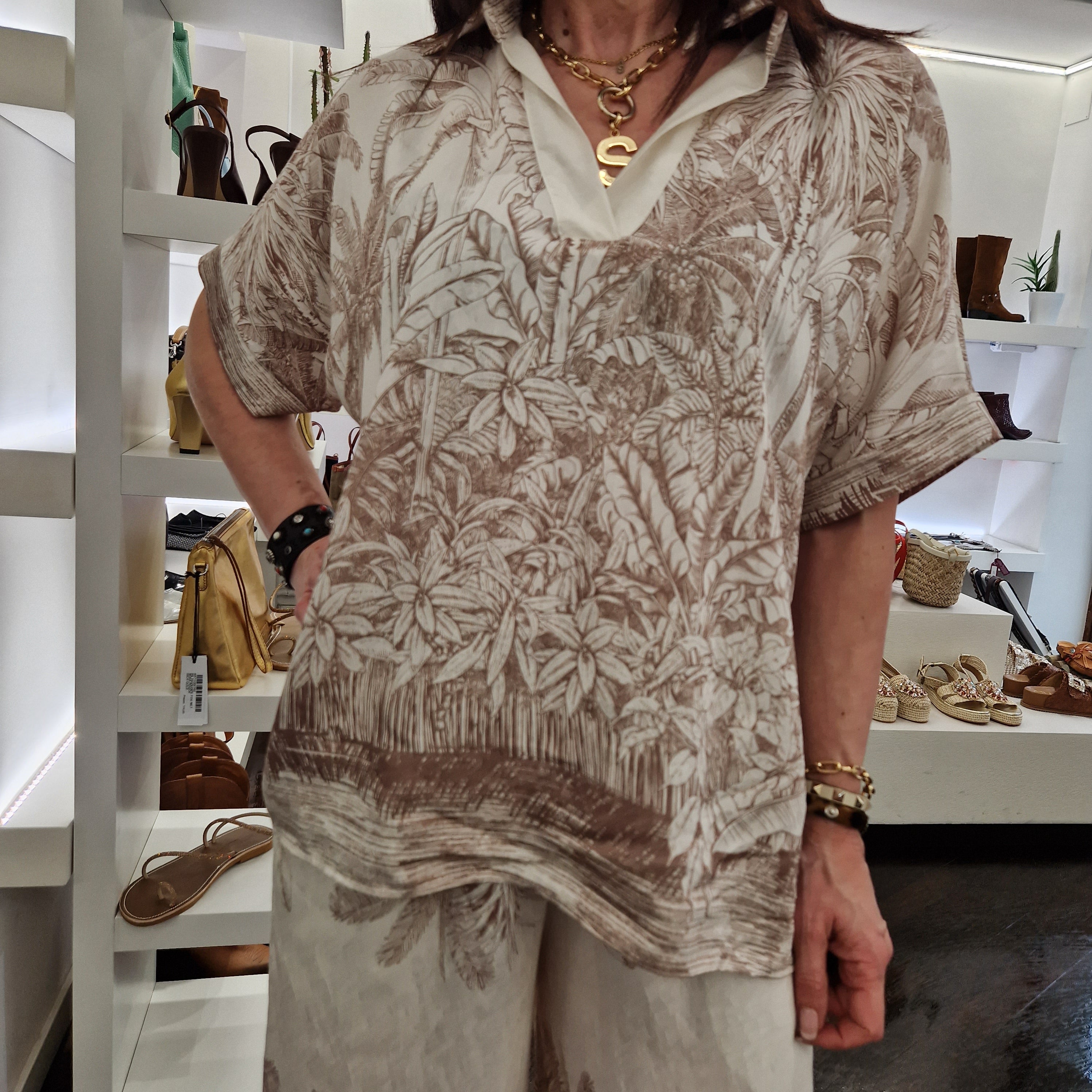 Camicia stampa palme tropical