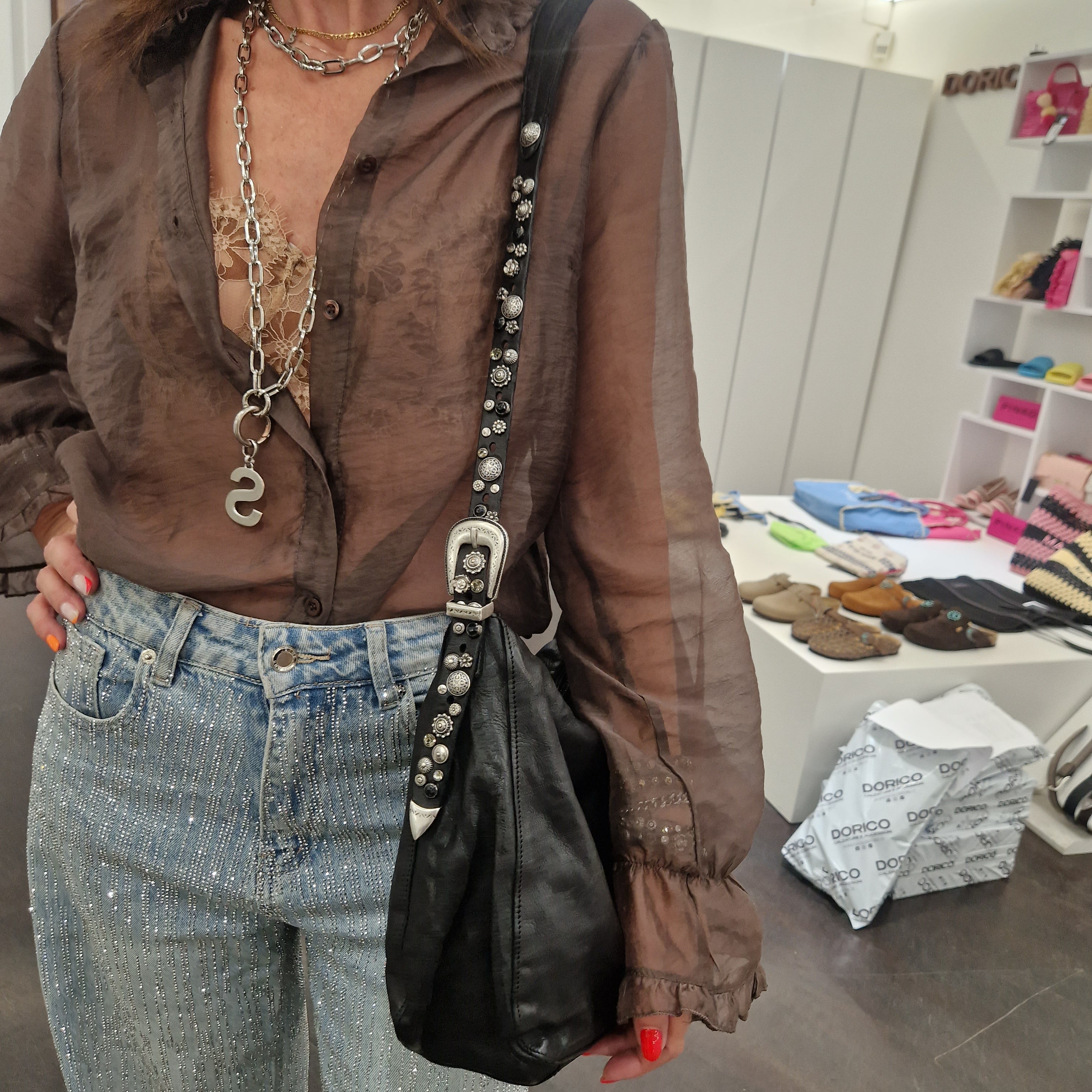 Campomaggi borsa GIULIANA linea CEFALÙ nera accessori argento