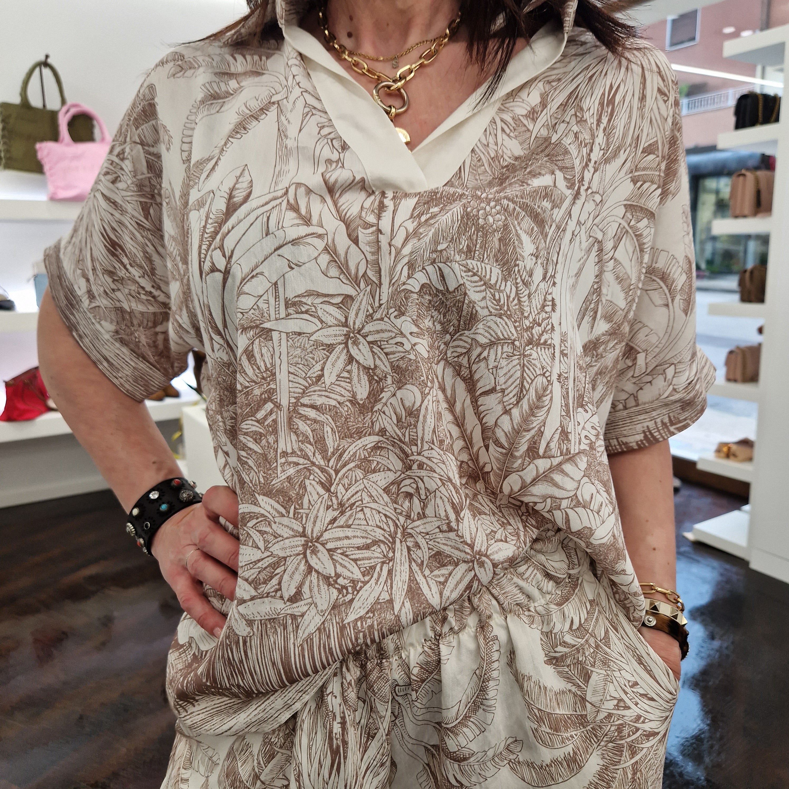 Camicia stampa palme tropical