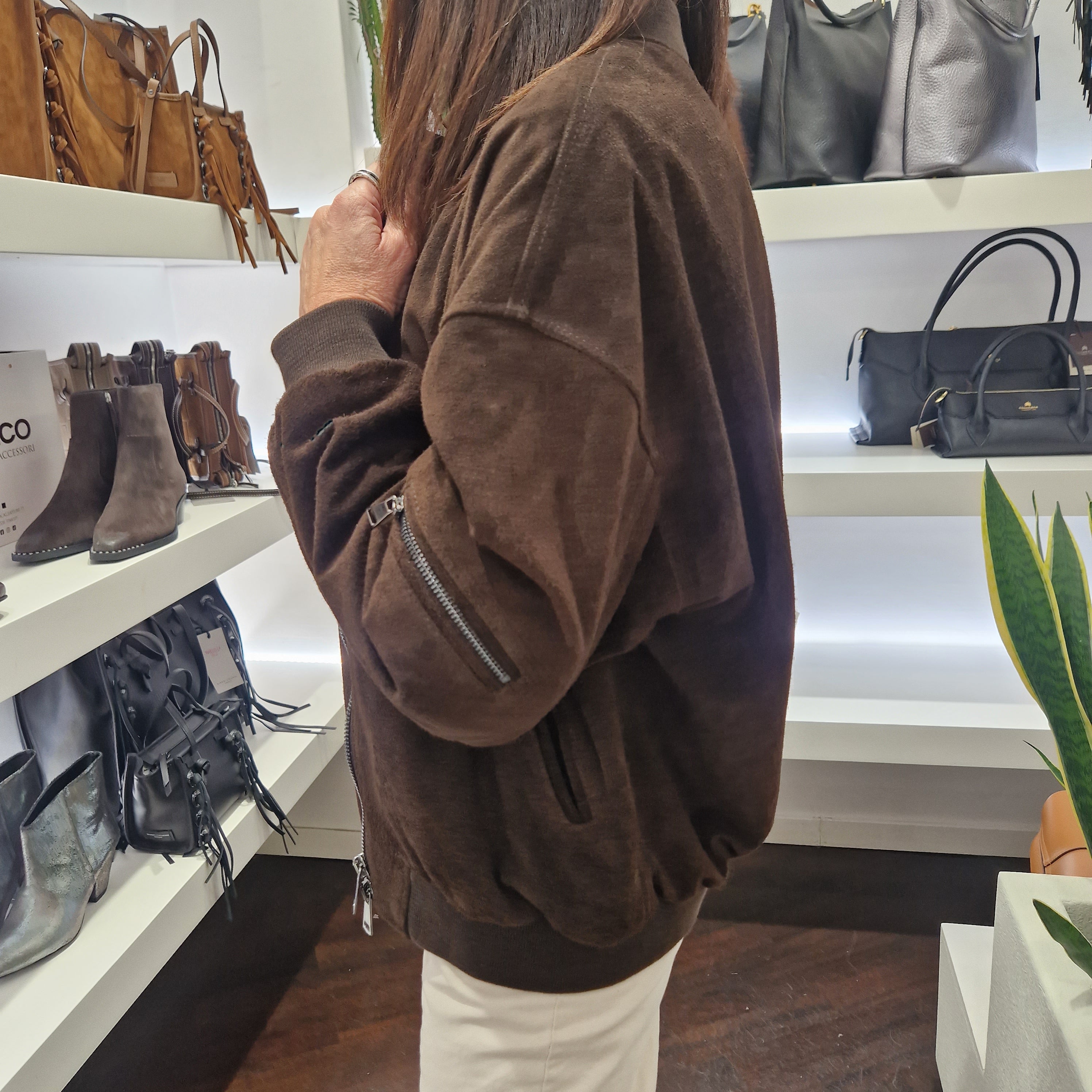 Giacca BOMBER in vera pelle scamosciata