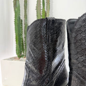 Elena Iachi stivaletto texano pelle snake nero