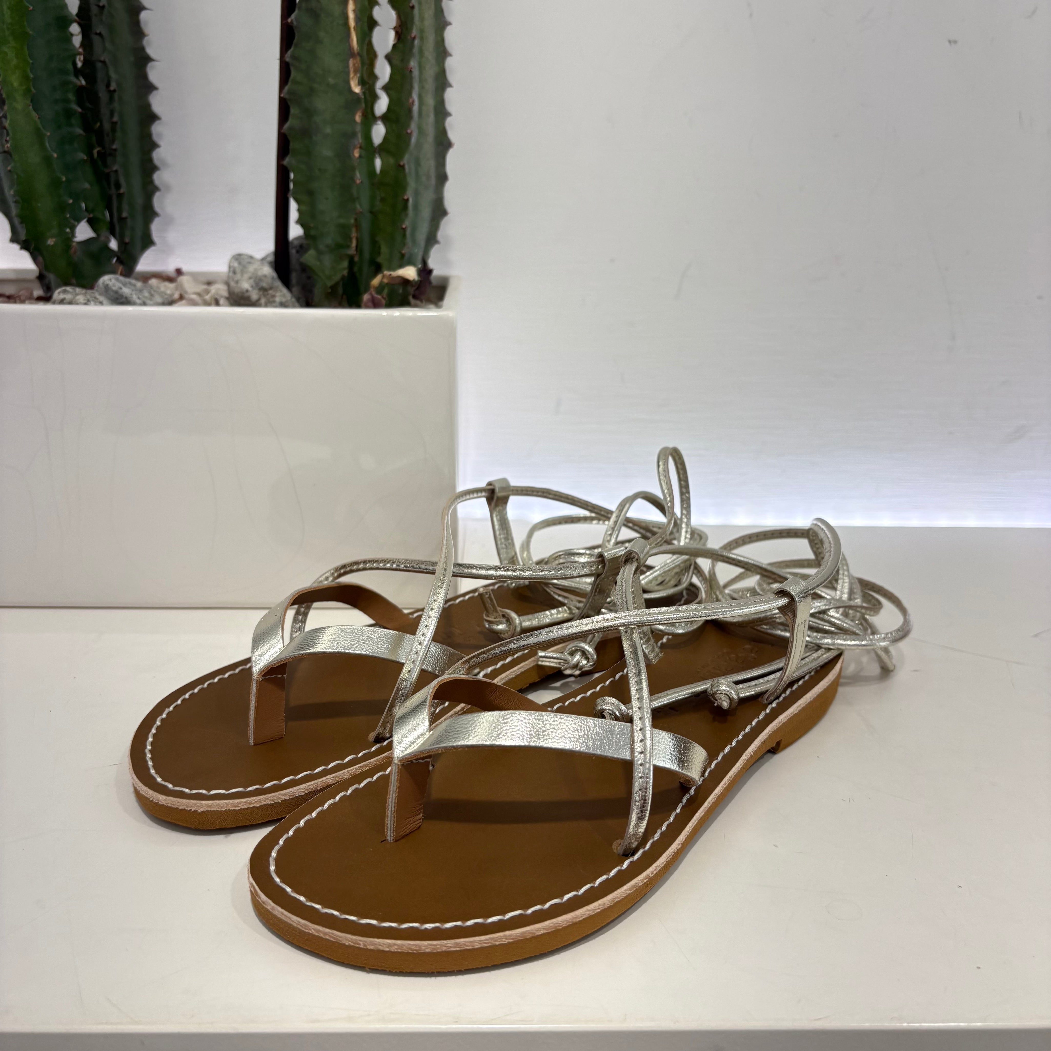 Le Salentine gold platinum flip flop sandal