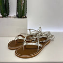 Le Salentine gold platinum flip flop sandal