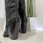Elena Iachi stivaletto texano pelle snake nero