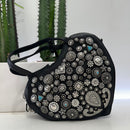 Campomaggi borsa VALENTINA cuore borchie argento e turchesi