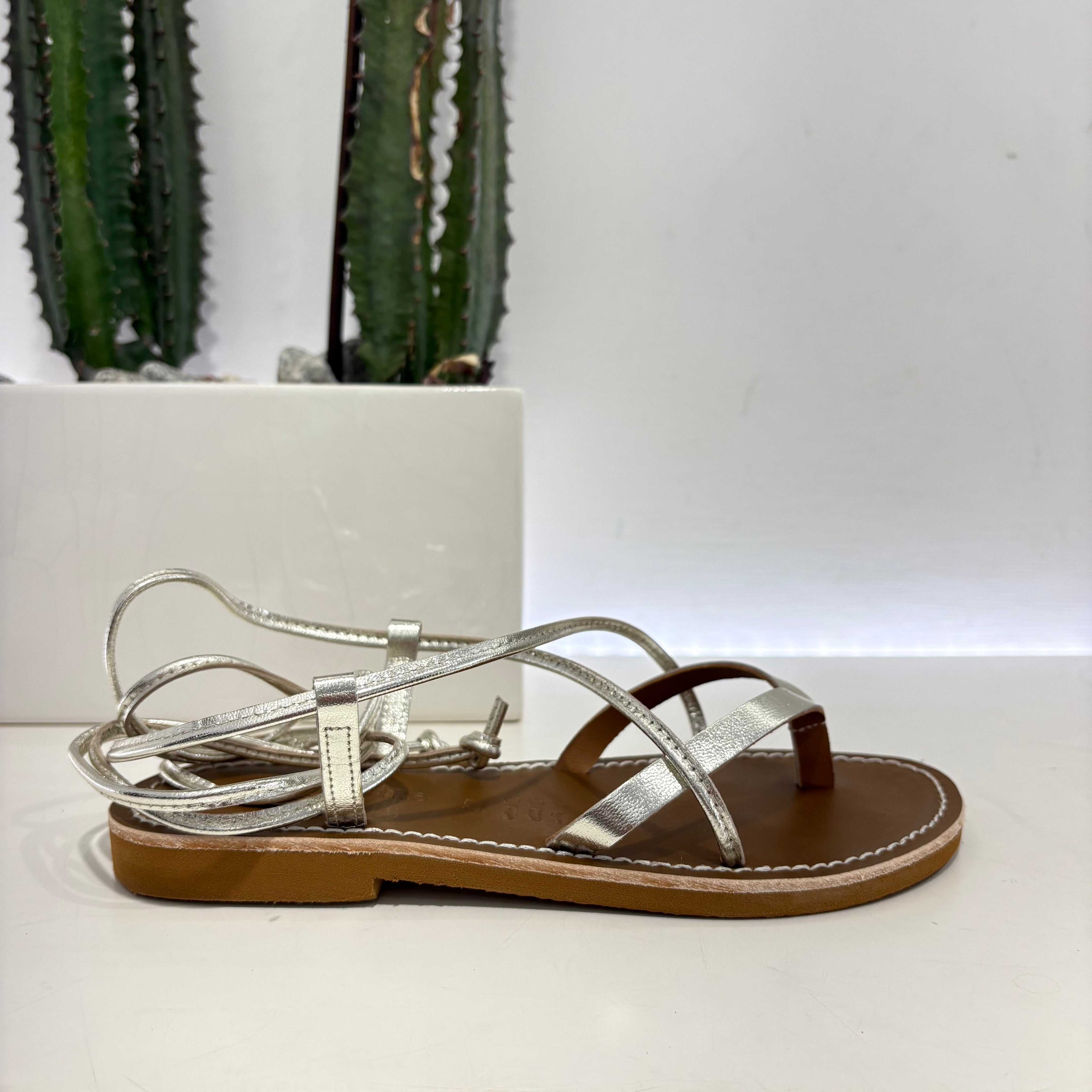 Le Salentine gold platinum flip flop sandal