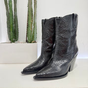 Elena Iachi stivaletto texano pelle snake nero
