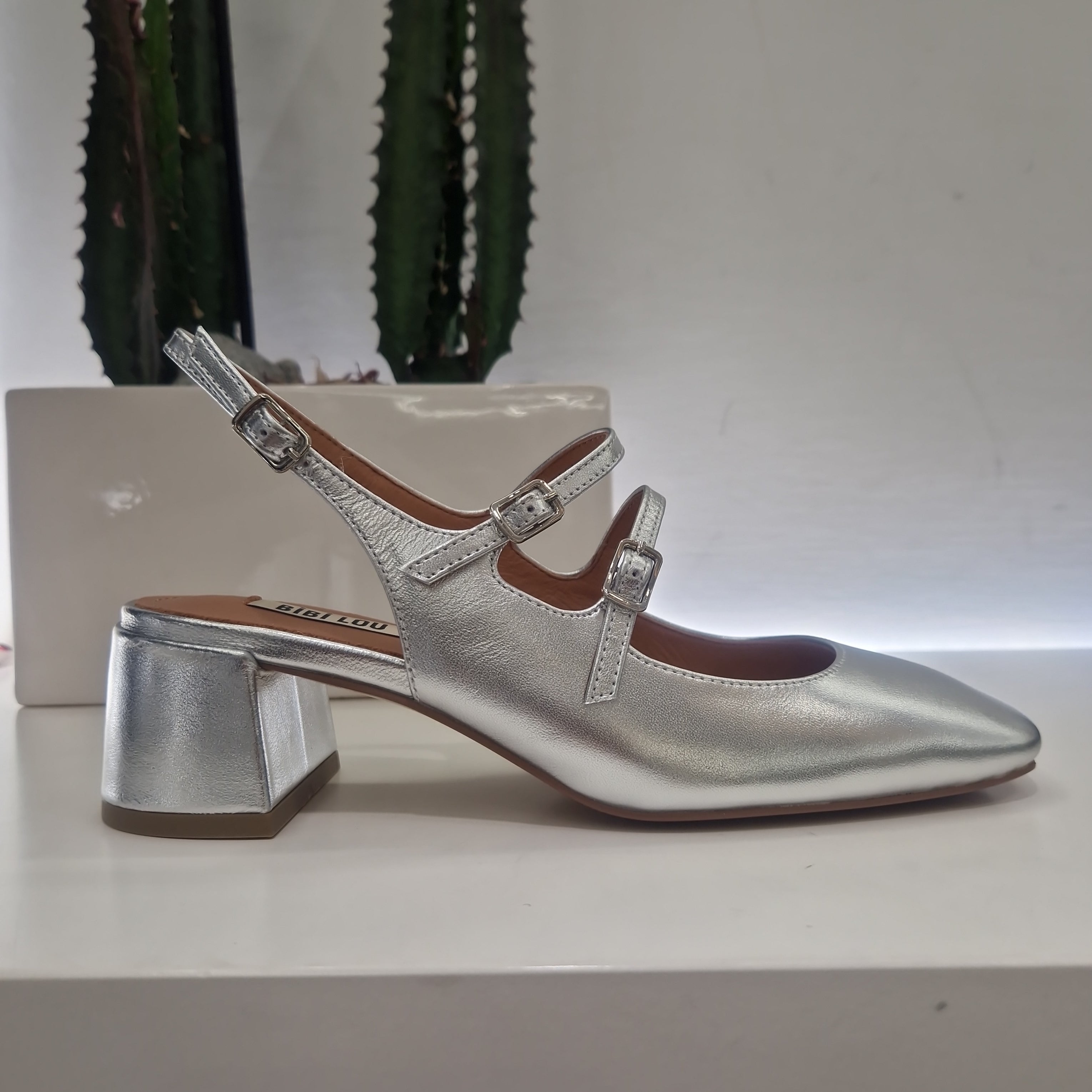 Bibilou scarpa argento tacco 5 cm