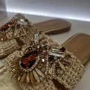 Fiorina sandalo ciabatta strass oro