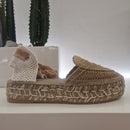 Espadrilles zeppa bassa color caffelatte