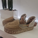 Espadrilles zeppa bassa color caffelatte